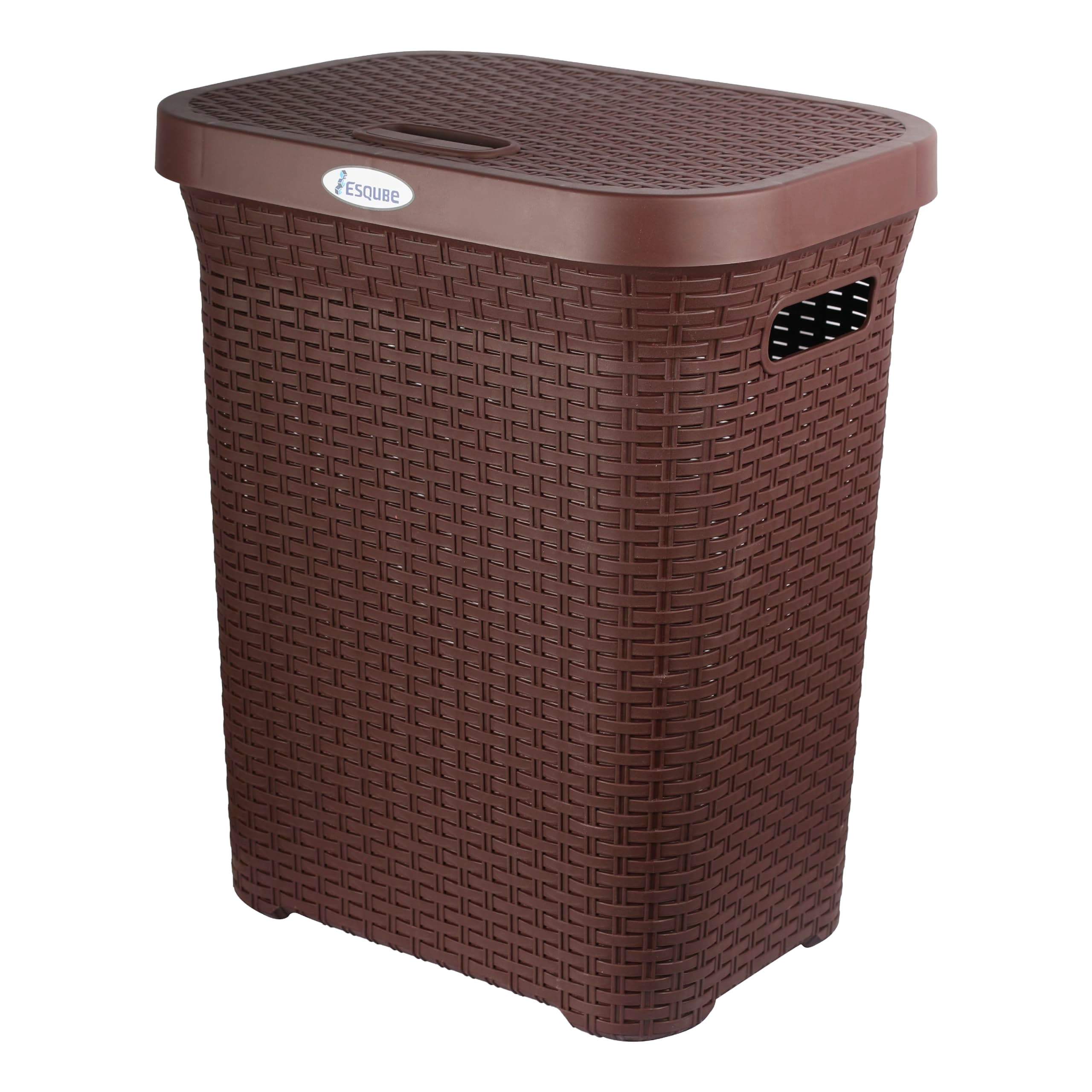 Esqube Laundry Basket with Lid, Brown, 50L Capacity