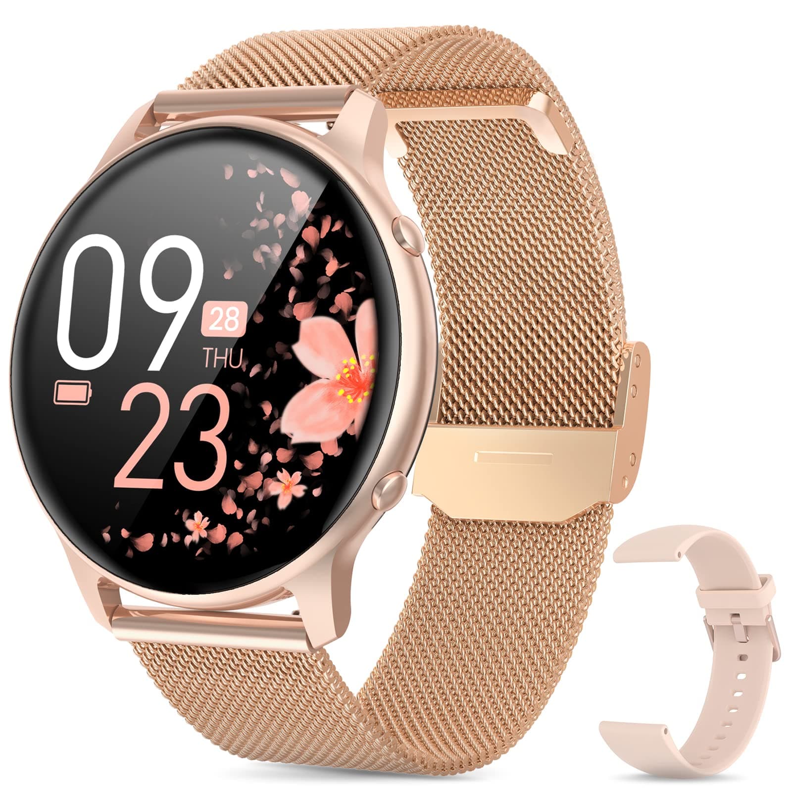 Lovtutu x inova smart 2022 All-New Smart Watch for Android Phones and iPhone with Stainless Steel Band, Rose Gold