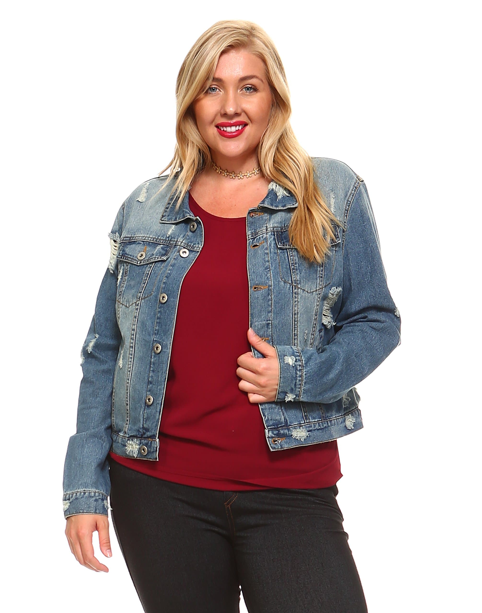 Zenobia Women's Plus Size Denim Jacket (ZB9156E)