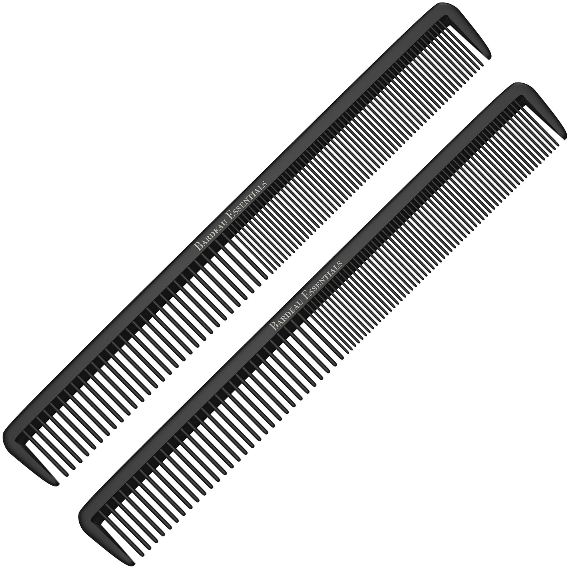 Hair Cutting Comb (2 Pack) - Professional 8.75” Black Carbon Fiber Anti Static Chemical And Heat Resistant Hair Combs For All Hair Types For Men And Women - By Bardeau Essentials