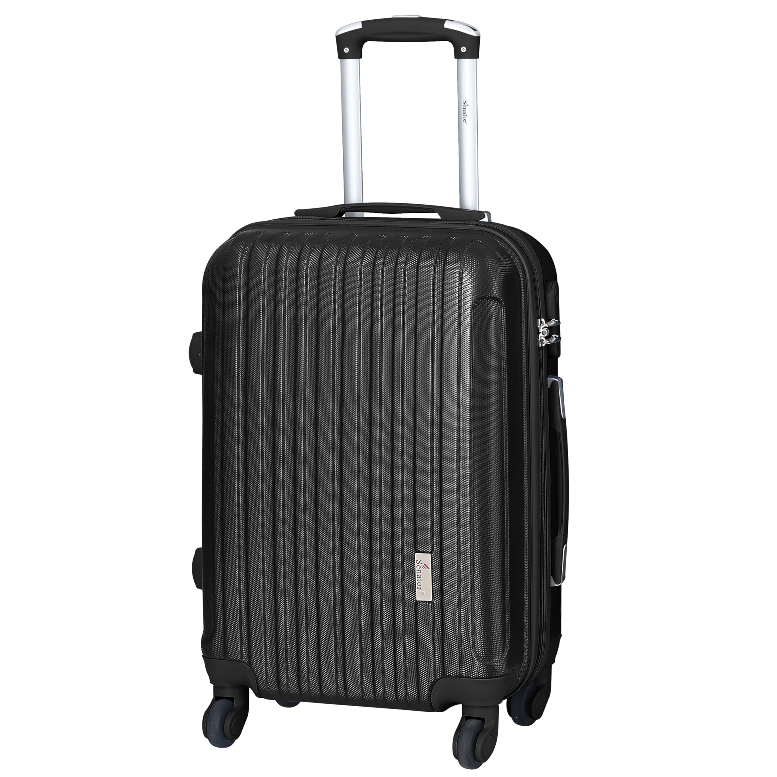 Hard side Suitcase on Wheels Ultra Lightweight ABS Light Spinner Trolley Case with Spinner Wheels 4 - KH132 (20, Black)