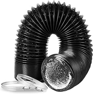 Dryer Vent Hose, 12" Insulated Flexible Duct 25FT with 2 Clamps, Heavy Duty Four Layer Protection for Heating Cooling Ventilation and Exhaust, Black