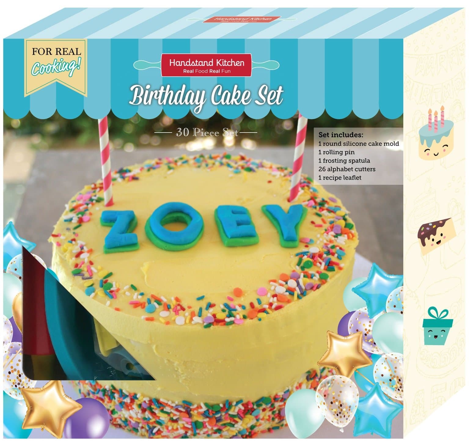 Handstand Kitchen 30-piece Real Party Cake Baking Set with Alphabet Fondant Cutters