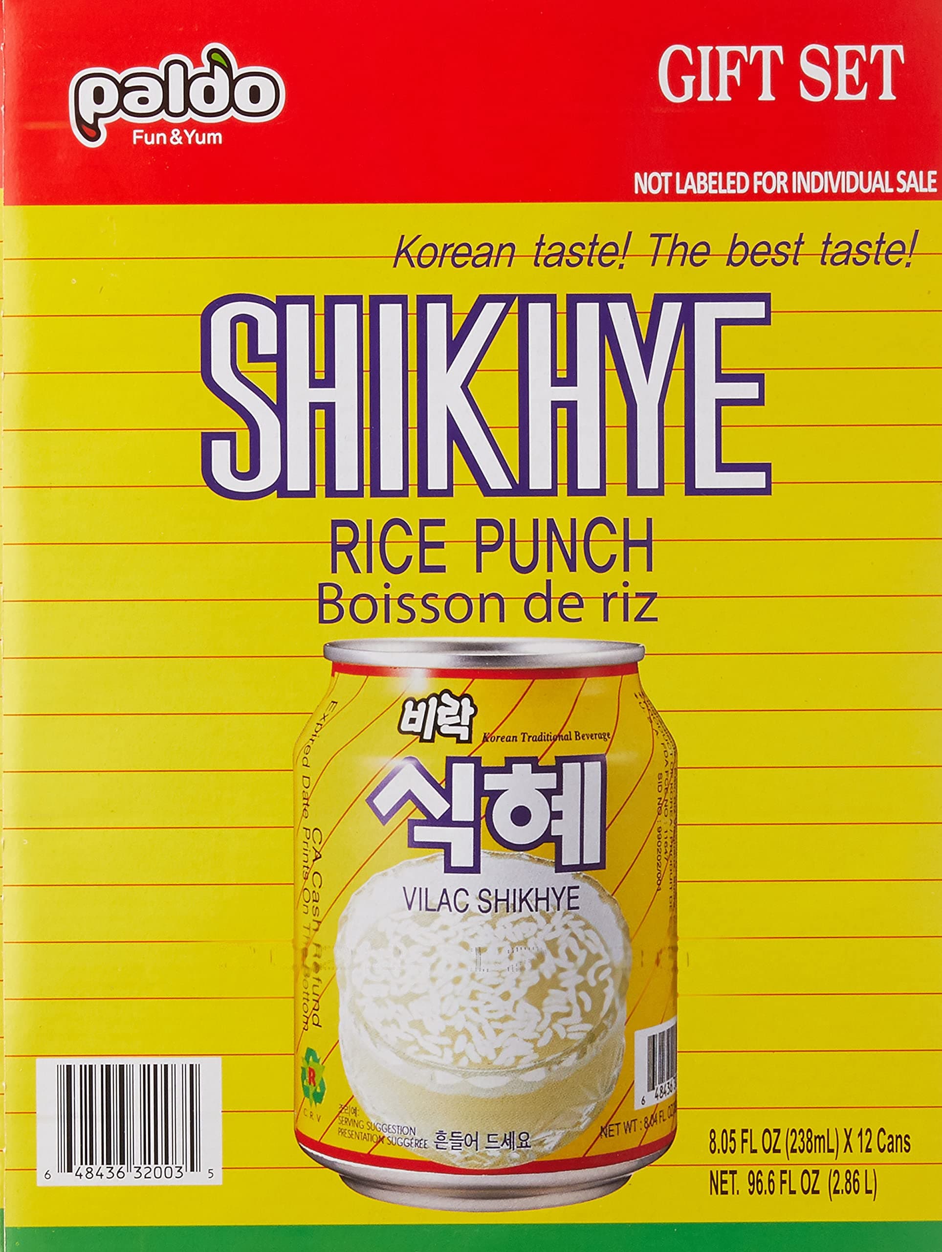 Paldo Rice Punch 238mL X 12 Cans Gift set, clear, 8.04 Fl Oz (Pack of 12)