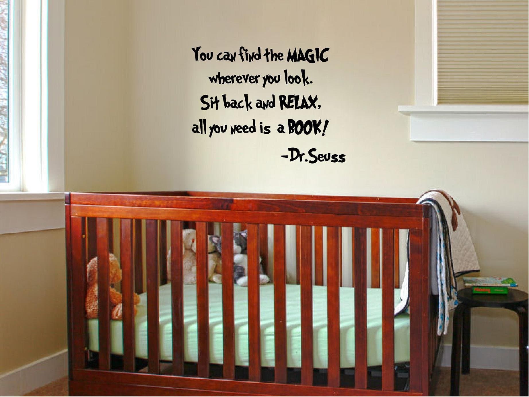 DR. SEUSS ALL YOU NEED IS BOOK WORDS QUOTE WALL ART STICKER HOME DECOR LARGE 73CM X 56CM