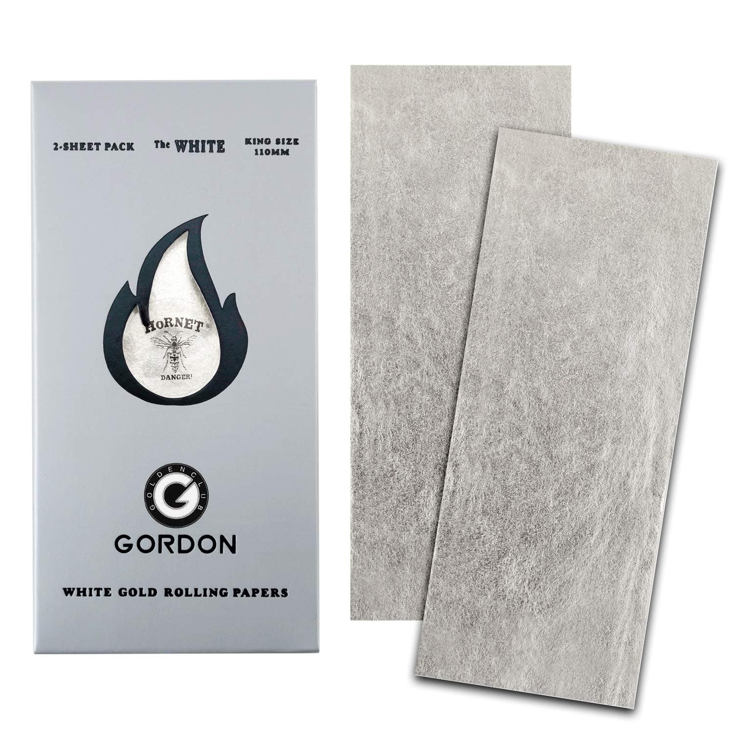 Hornet 24K White Gold Rolling Papers,King Size 2-Sheet Papers with Loader Card (110 mm)