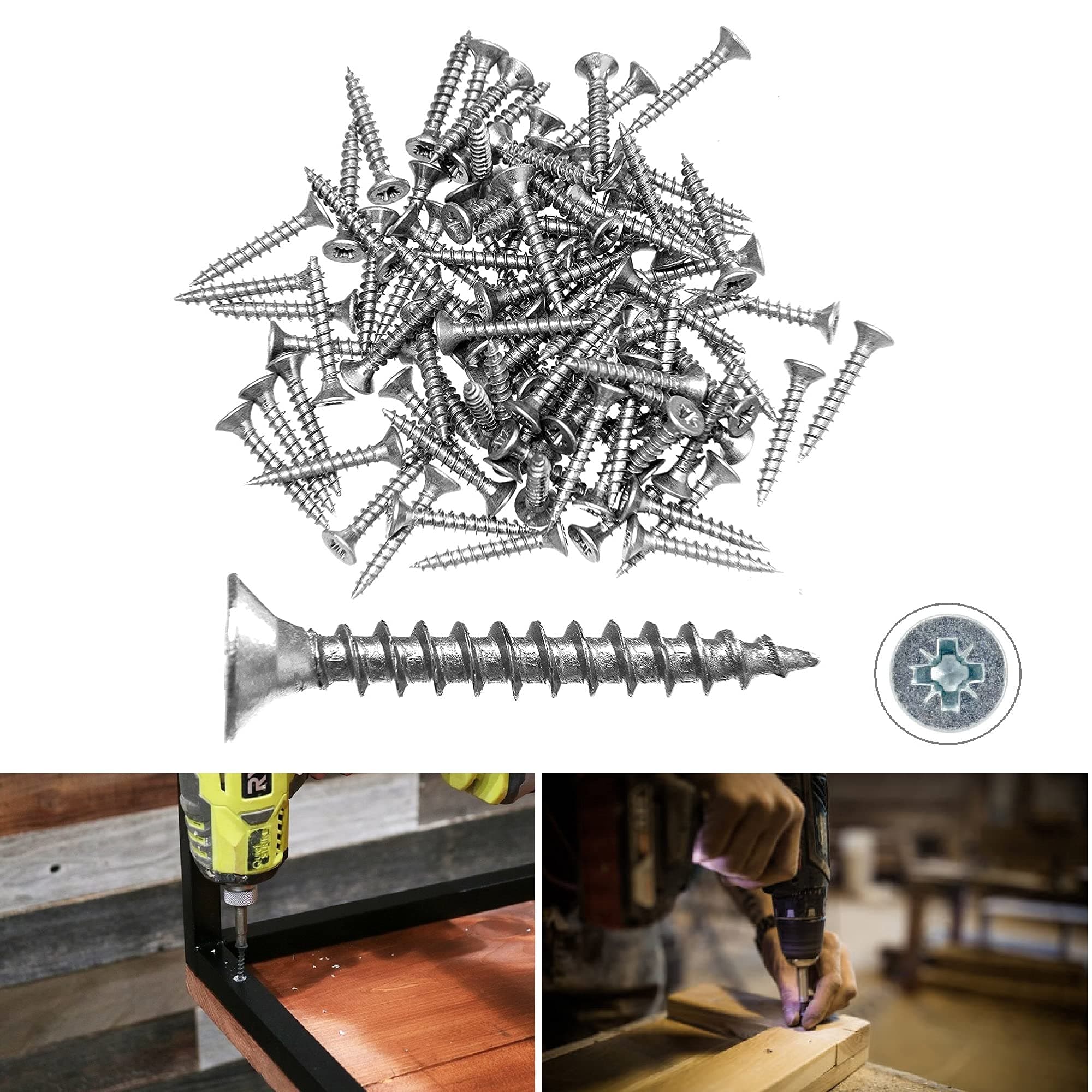 TERF® Multi Purpose Screws 3.0 X 30mm Pozi Flat Double Countersunk Zinc Screws For PVCu Wooden Timber Chipboard MDF and other similar types Screw Size 3.0 X 30mm - Pack of 200