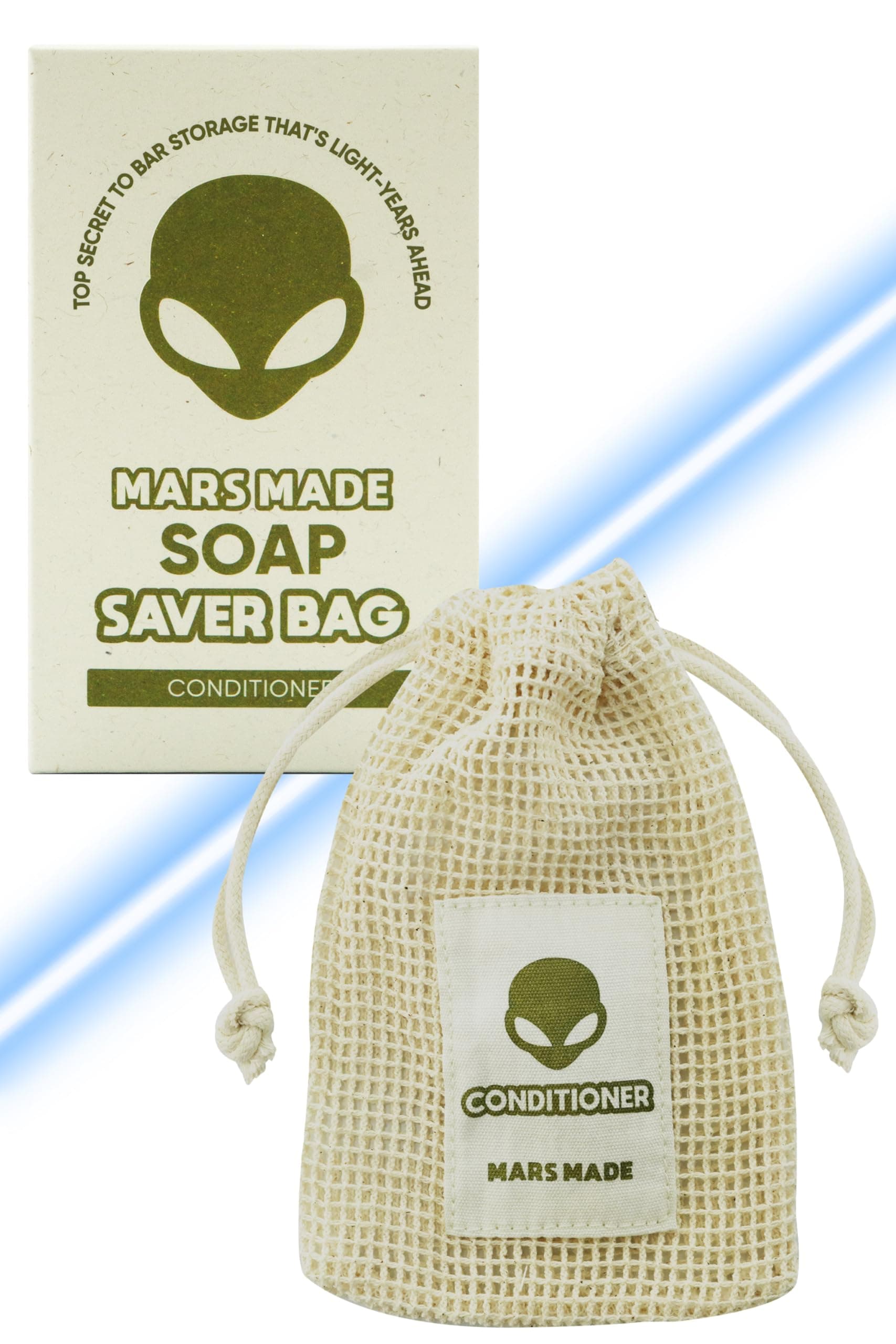 Shampoo Bar Soap Saver Bag for Extended Soap Life | Zero-Waste & Planet-Friendly Self-Draining Cotton Soap Bag | Mesh Soap Pouch for Shampoo & Conditioner Bar w/ 360° Airflow (Conditioner)