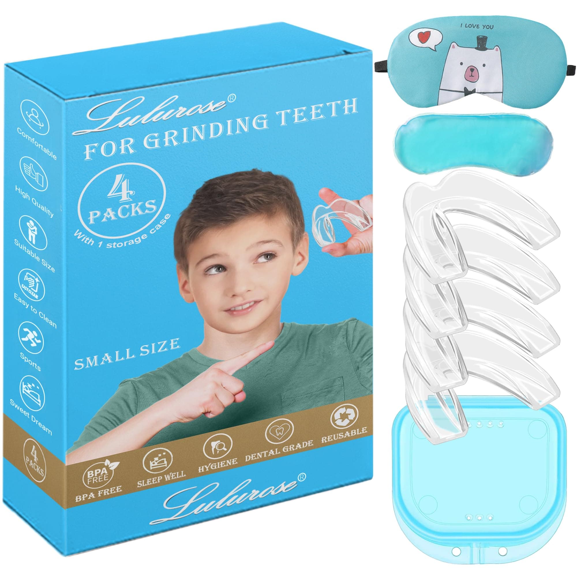 Kids Night Guard for Teeth Grinding, Small Size, 4 Pack Moldable Night Guard ...