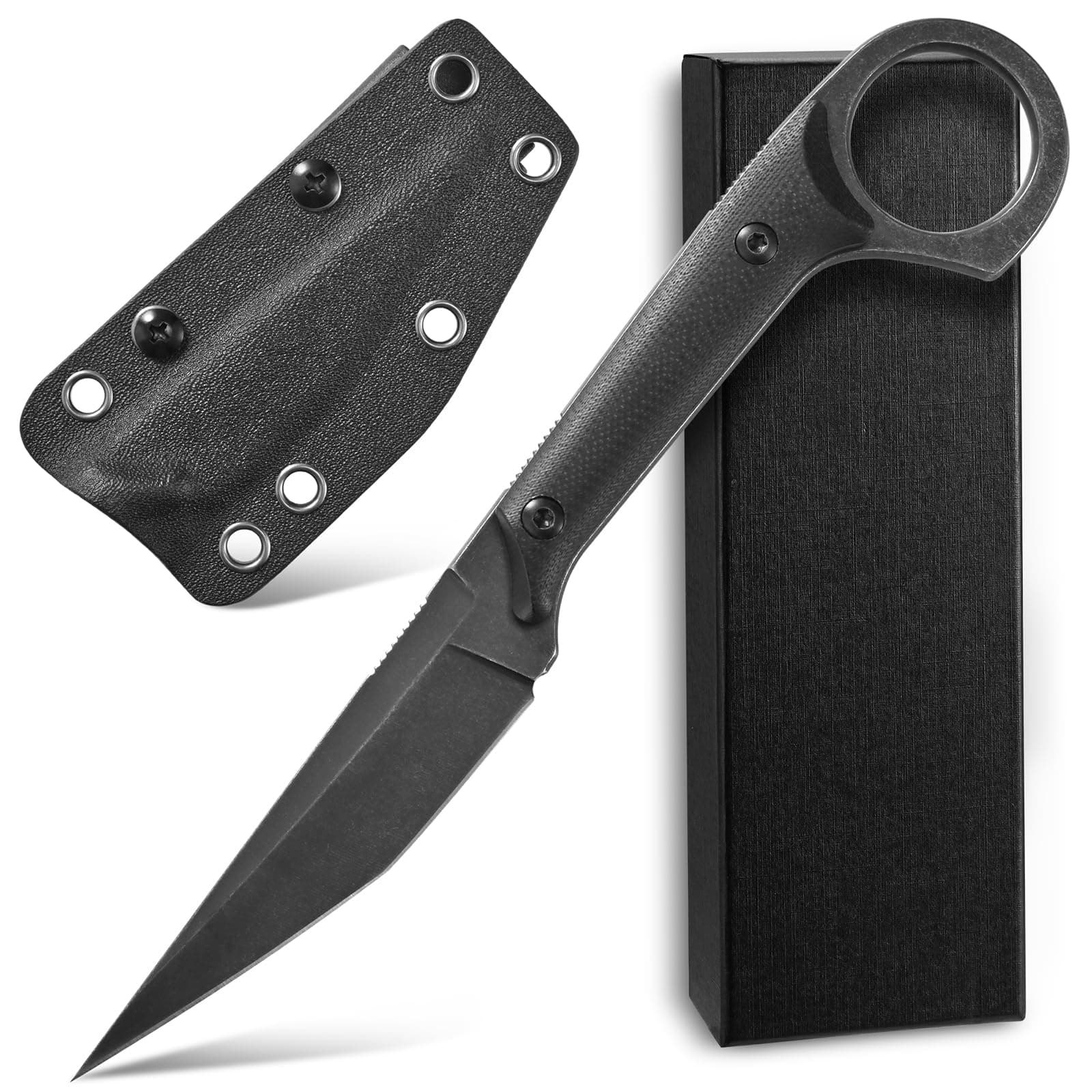 Ccanku C1140 Fixed Blade Knife, D2 Blade G10 Handle Claw Knife for Outdoor, EDC Tool, Survival, Hiking, Camping (Black)
