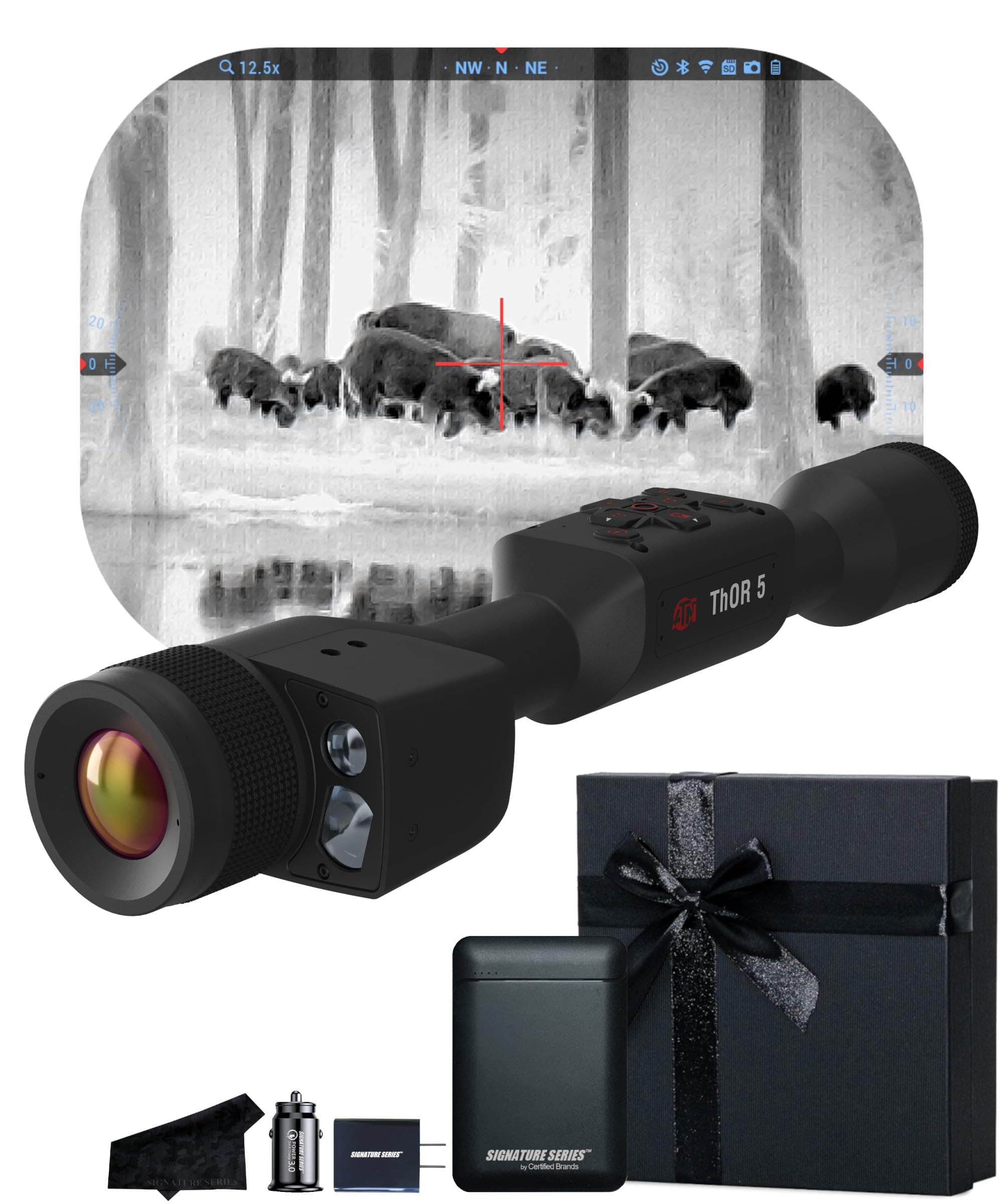 ATN Thor 5 LRF 320 Smart HD Thermal Scope with Gen 5 320x240, 12 Micron, 60Hz Sensor | Built-In Laser Rangefinder, Ballistic Calculator, Video Recording, One Shot Zero | Exclusive Signature Series Kit