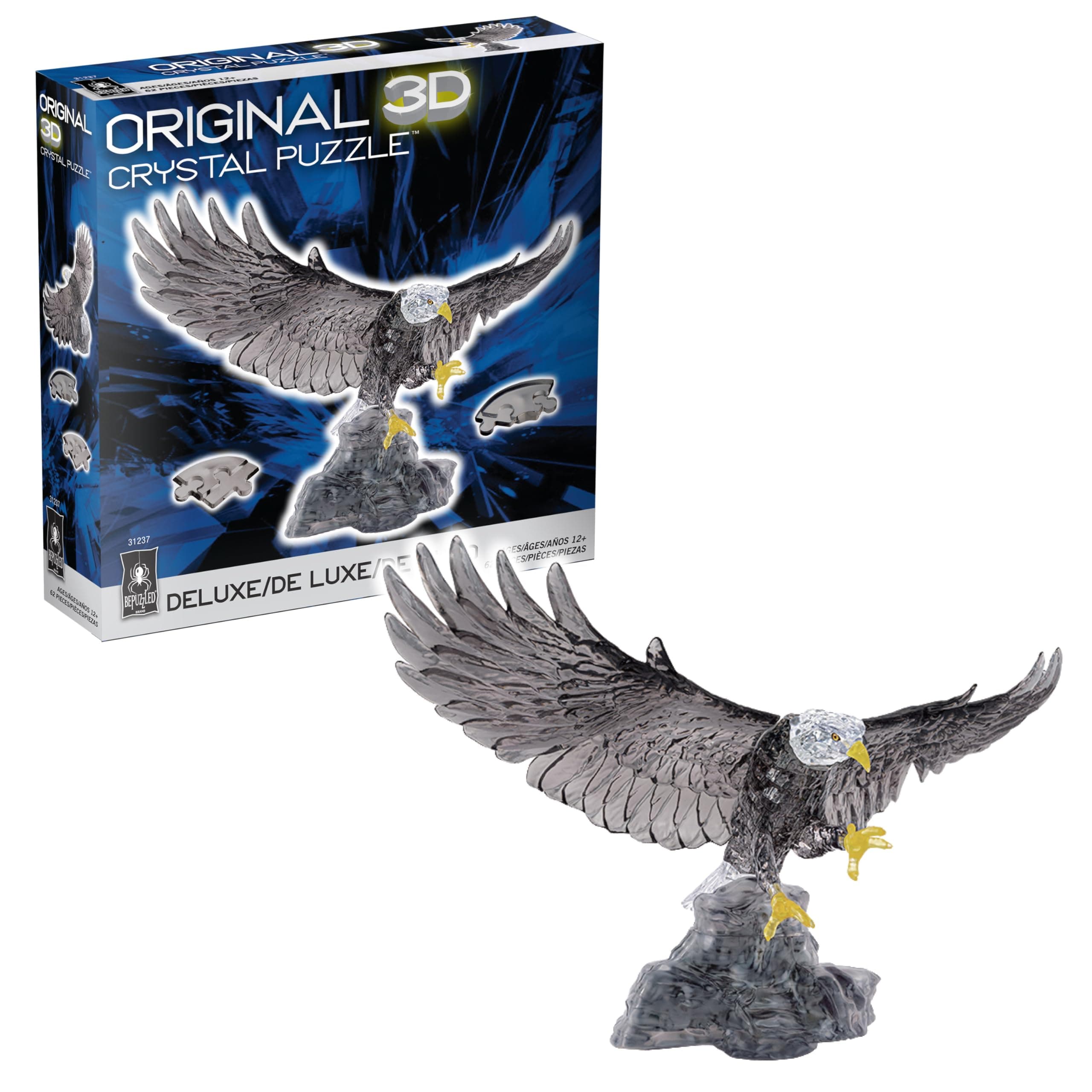 BePuzzled, Eagle Deluxe Original 3D Crystal Puzzle, Perfect for Puzzlers Ages 12 and Up, Challenging to Complete and Beautiful to Display, Collect Them All