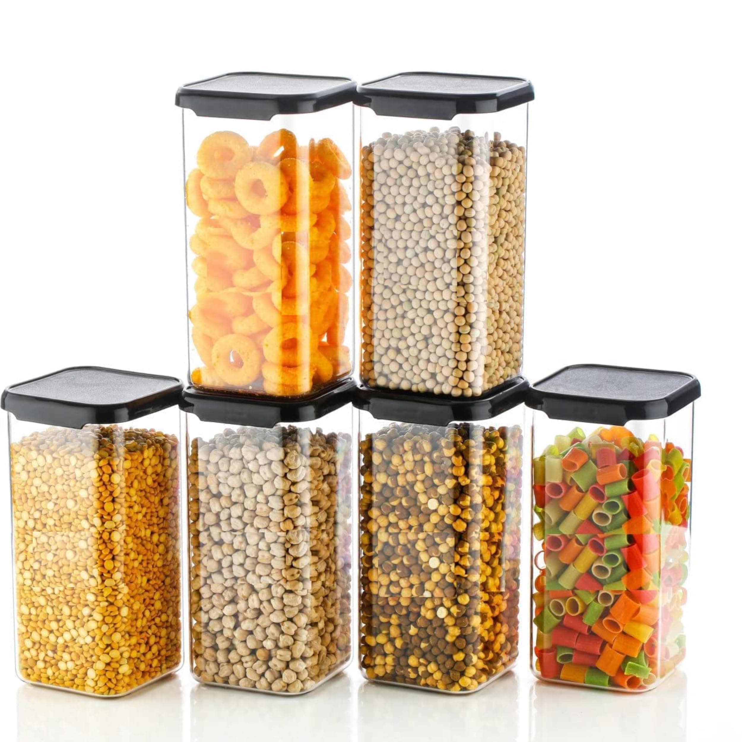 VOLTURI Air Tight Kitchen Containers Set of 8, Kitchen Storage Box for Pulses, Cereals, Grains, Dry Fruits, Pantry Organization, Kitchen Accessories Items for Home, Food Grade (1500 ML, Transparent)