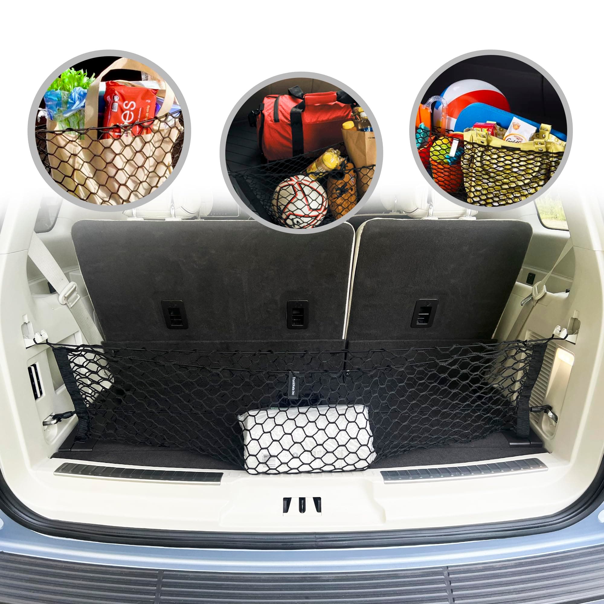 Envelope Style Automotive Elastic Trunk Mesh Cargo Net for Lincoln Navigator 2018-2023 - Premium Trunk Organizer and Storage - Luggage Net for SUV- Best Car Organizer for Ford Expedition