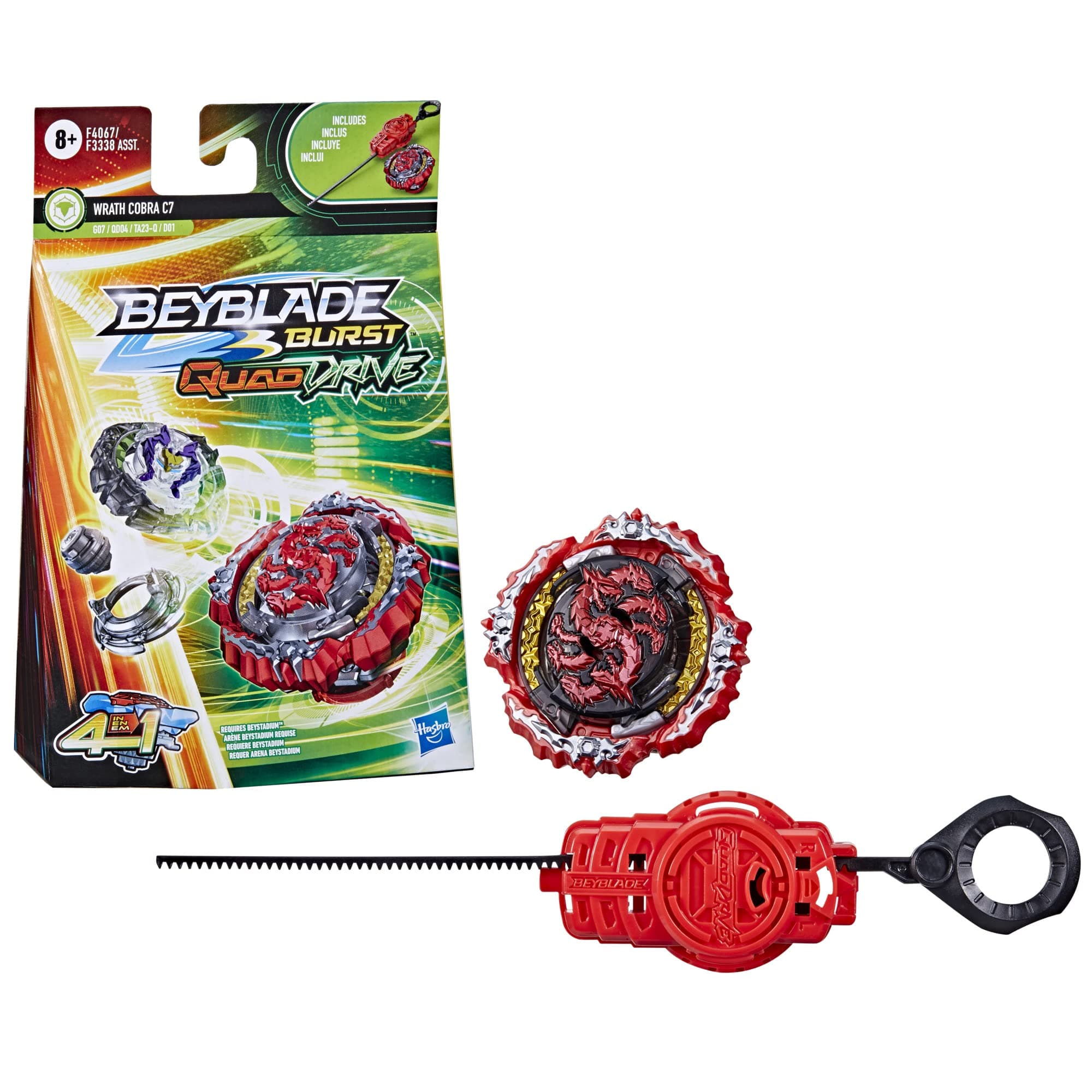 Beyblade Burst QuadDrive Wrath Cobra C7 Spinning Top Starter Pack Battling Game Top Toy with Launcher