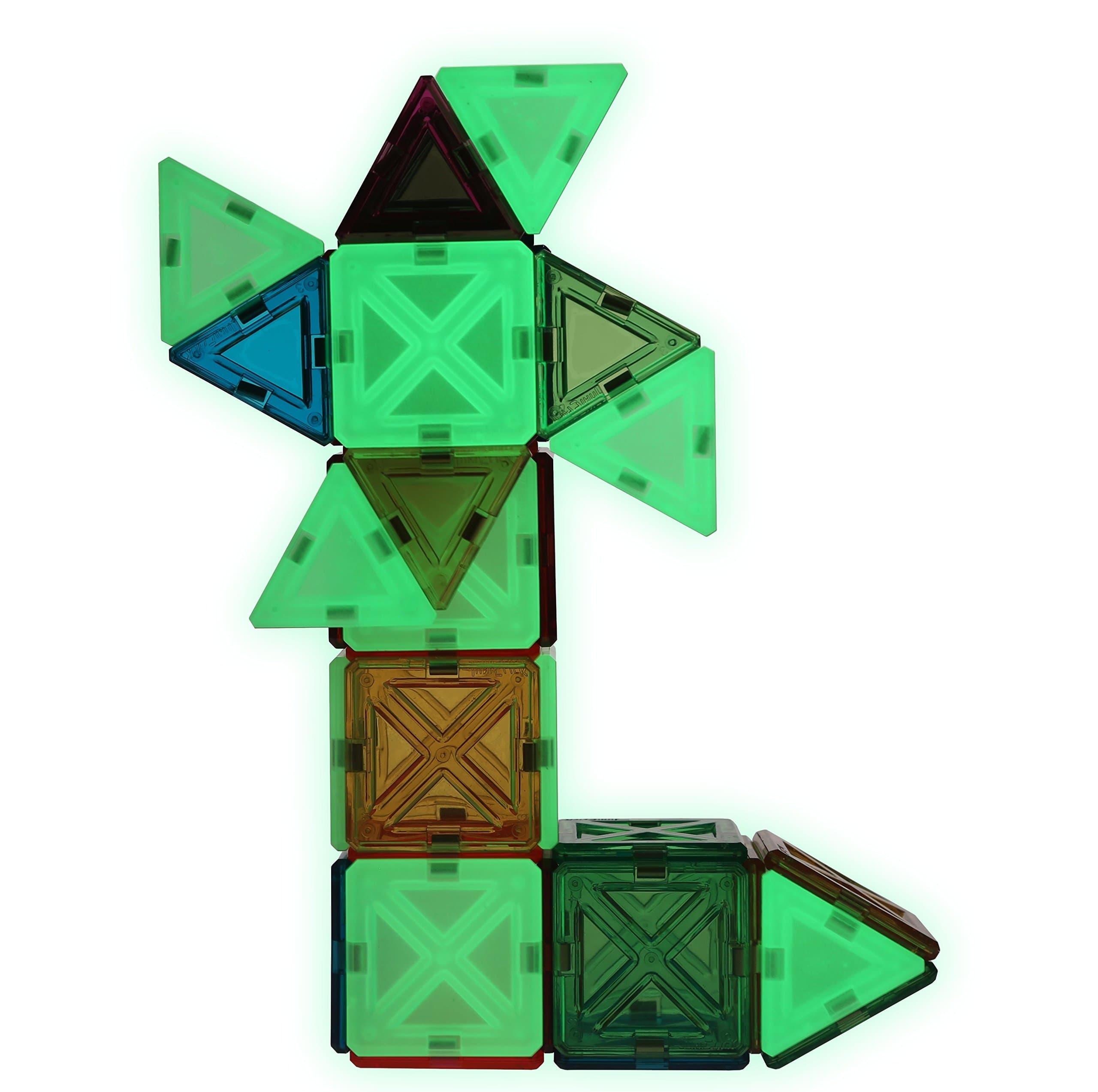 JuniClick Translucent Magnetic Building Mini Tiles, 54 Piece Starlight Set