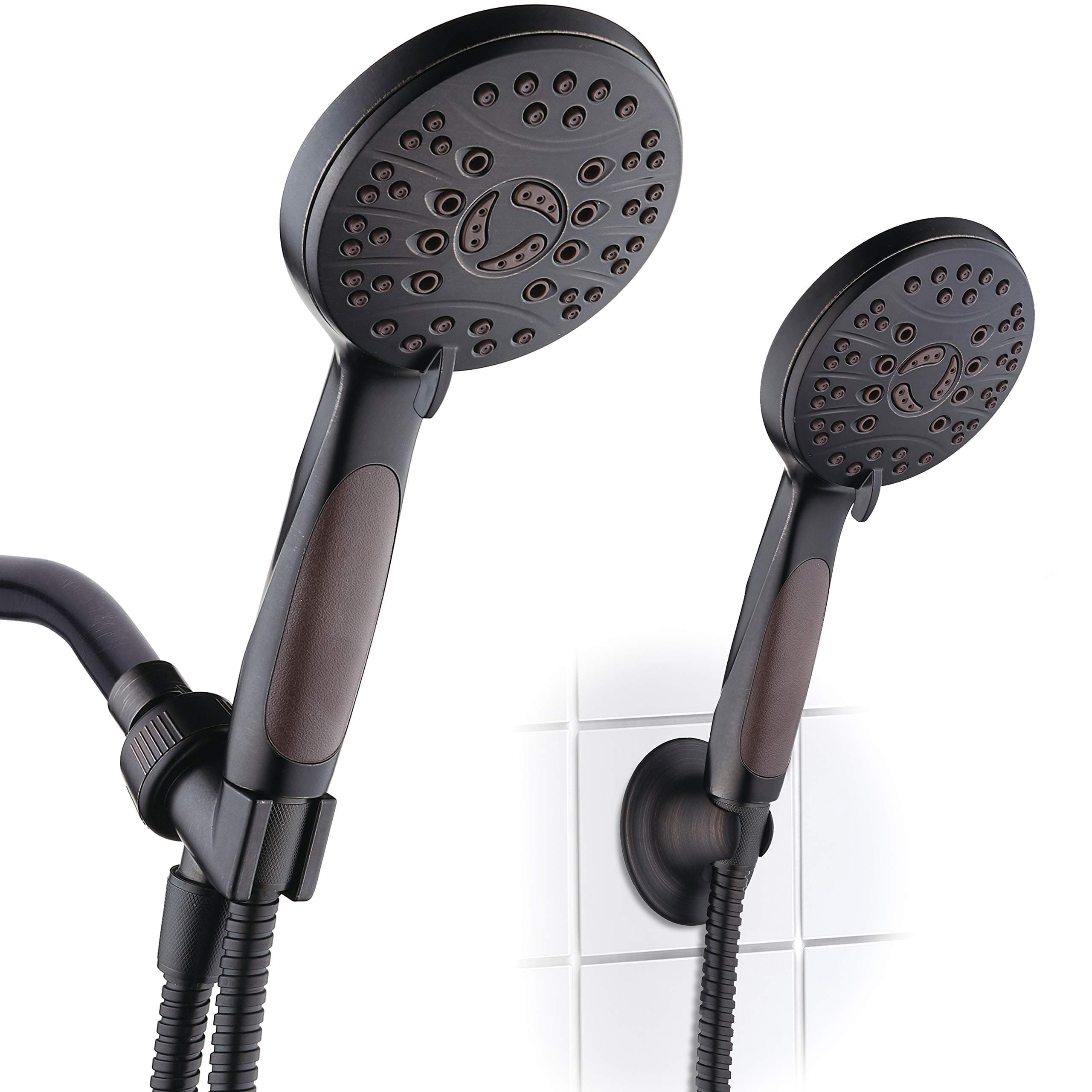 High Pressure 6-Setting Luxury Handheld Shower Head with Extra Wall Bracket, Oil Rubbed Bronze Finish