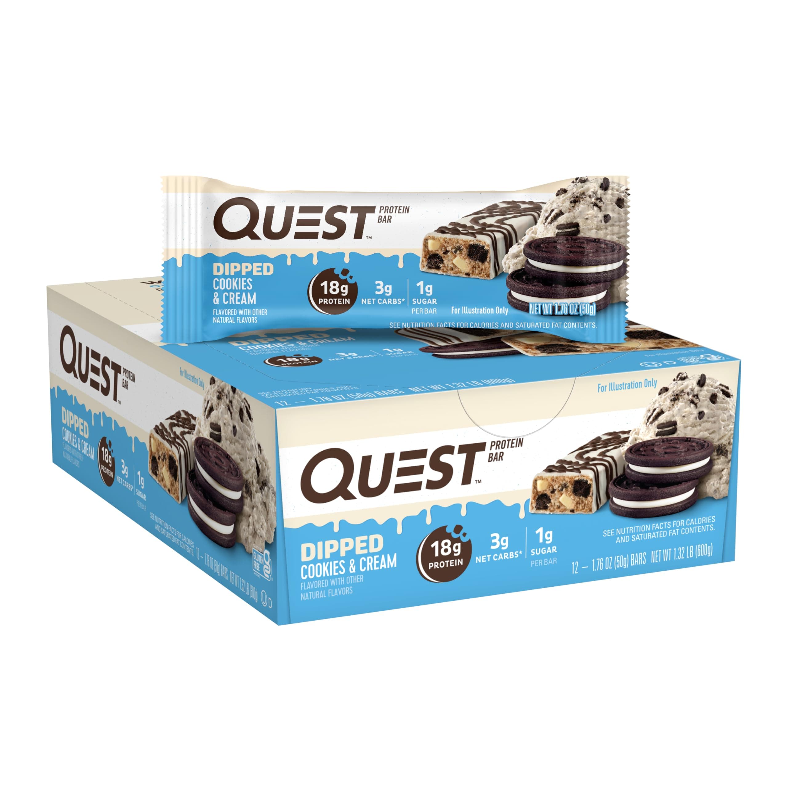 [Quest Nutrition] Protein Bar Deep Cookie & Cream, Pack of 12 (International Direct Delivery)