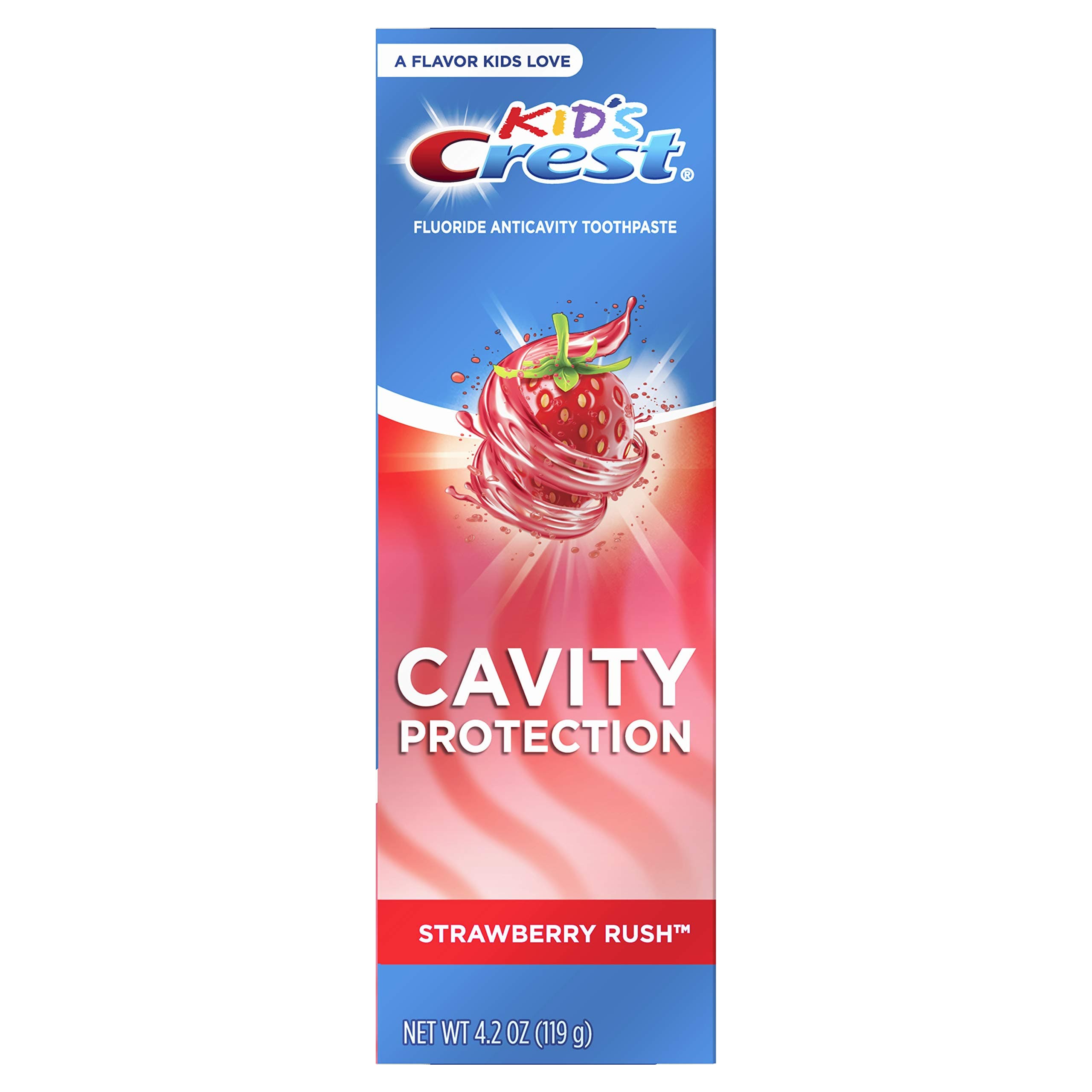 Crest Kid's Cavity Protection Fluoride Toothpaste Rush, Strawberry, 4.2 Ounce