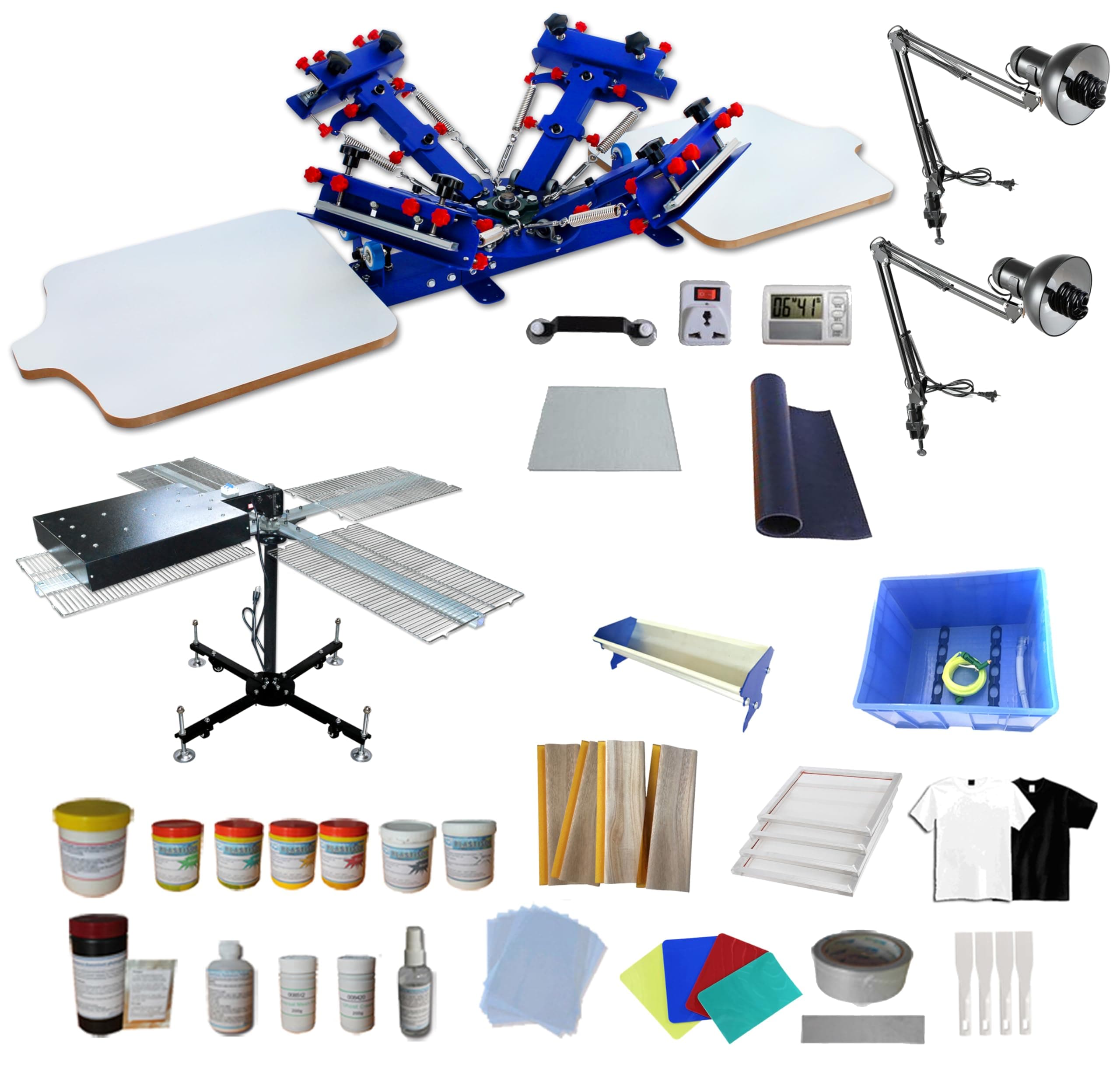 4 Color 2 Station Screen Printing Kit Desktop Screen Printing Press Equipment Material Screen Printer