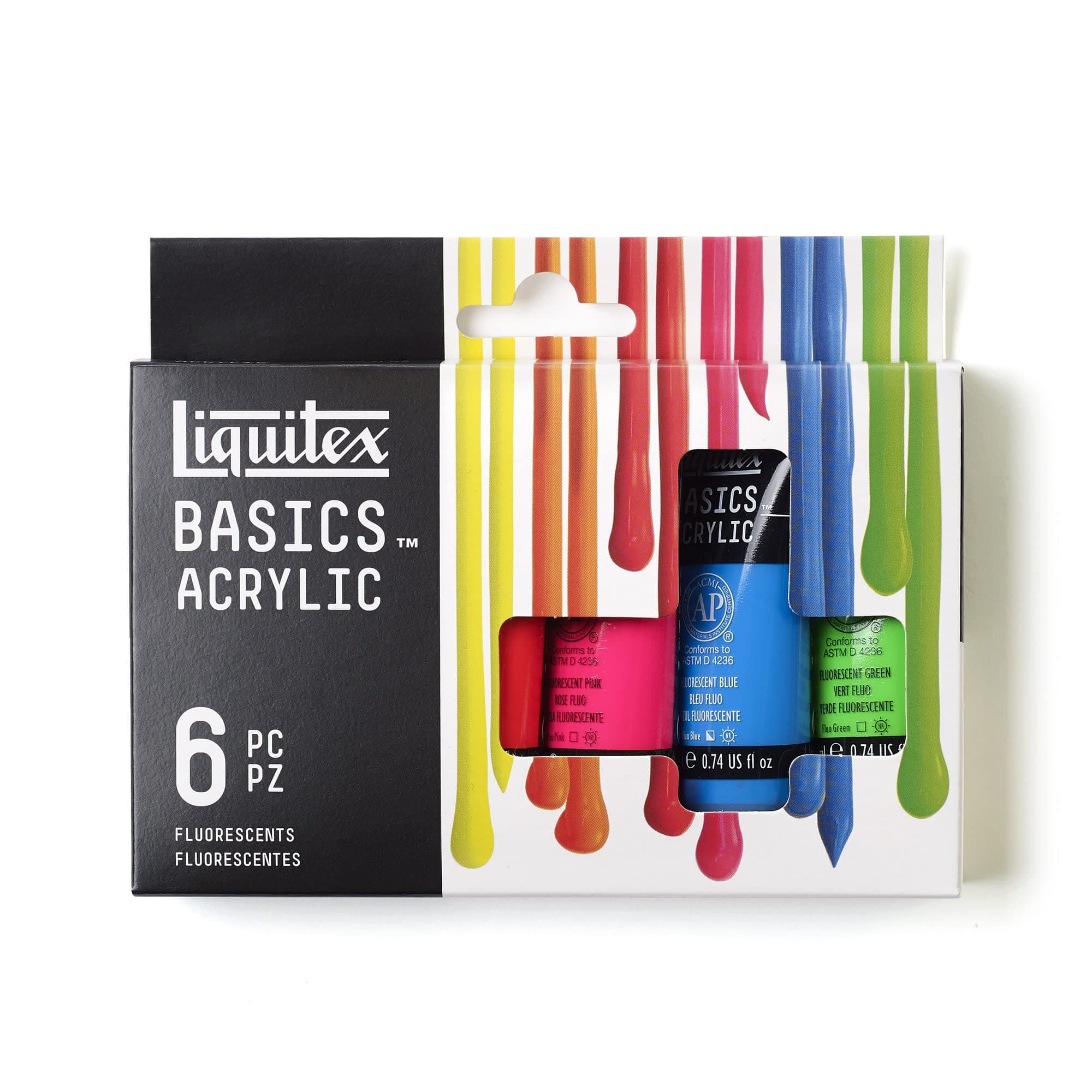 Liquitex BASICS Acrylic Paint Set, 6 x 22ml (0.74-oz) Tube Paint Set, Fluorescent