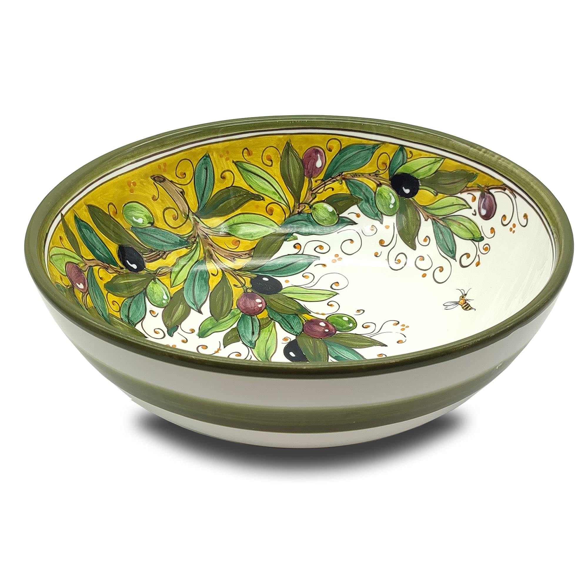 Large Ceramic Bowl for Kitchen - Italian dinnerware pasta bowl - Platter serving tray - Hand painted Tuscan pottery bowls - Made in Italy plates set - Ceramics salad tuscan soul pottery