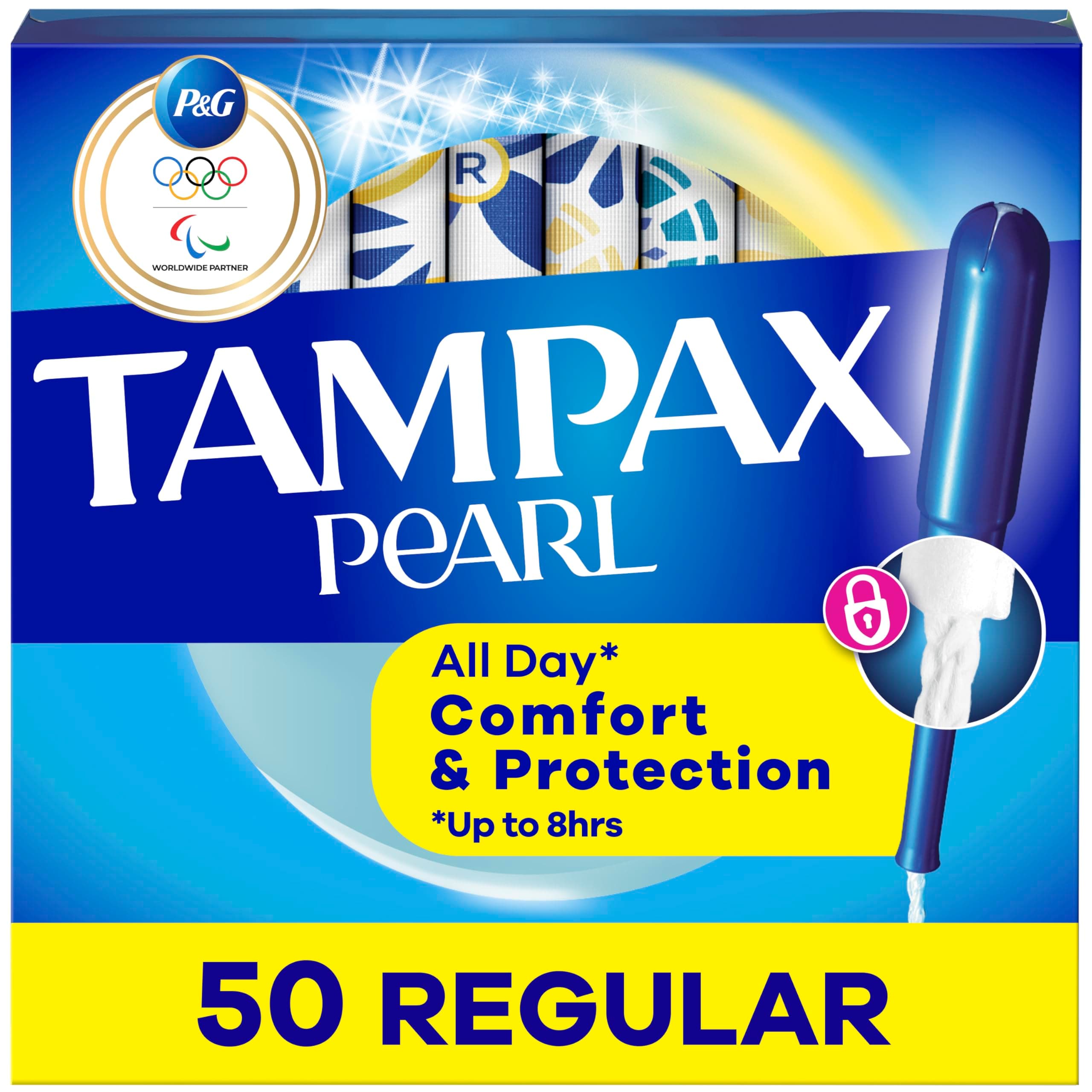 Pearl Plastic Tampons, Regular Absorbency, Unscented, 50 Count