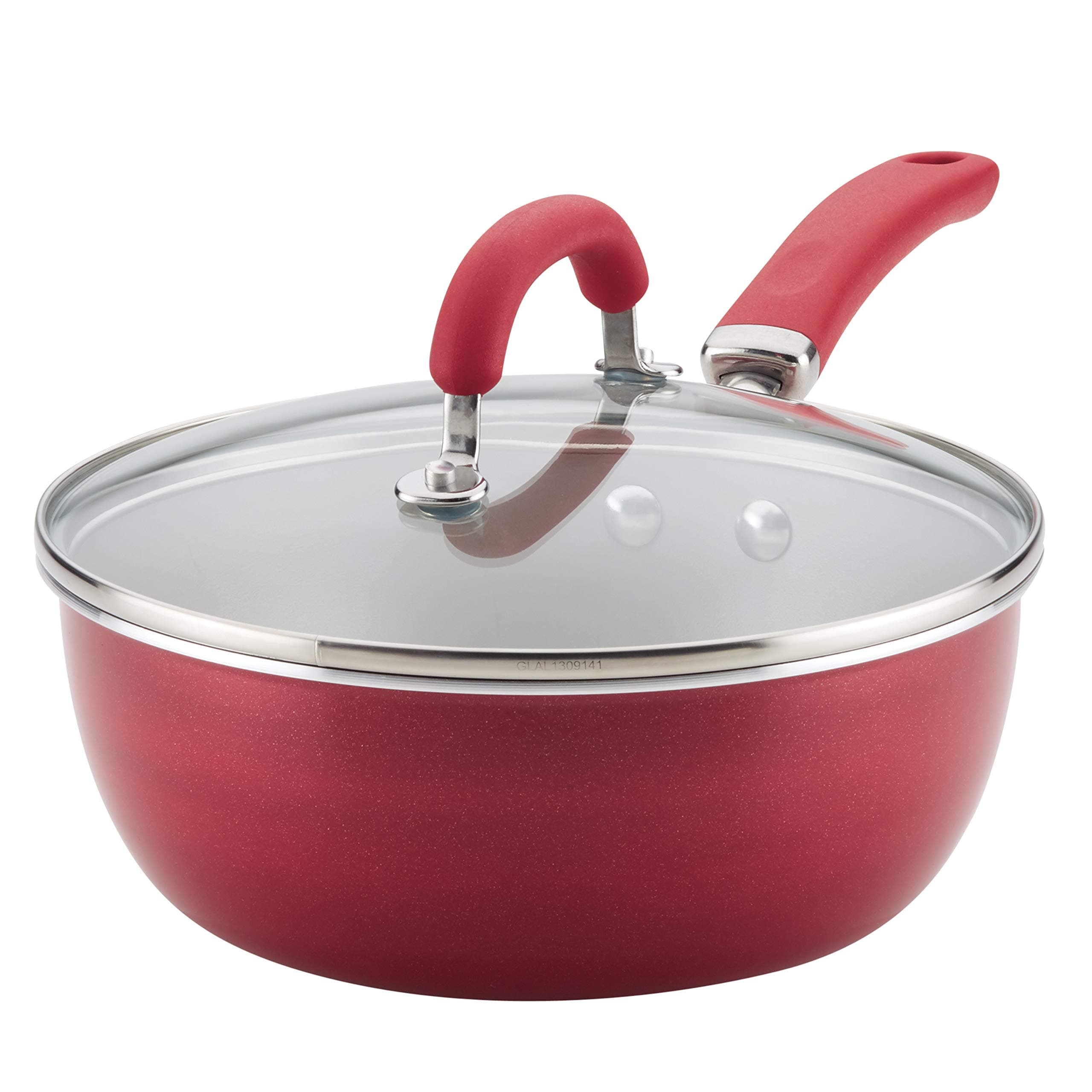 Create Delicious Nonstick Saute/All Purpose Pan with Lid, 3 Quart - Red Shimmer