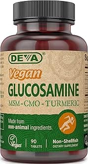 Deva Vegan Glucosamine-MSM-CMO & Turmeric Supplement - Gluten Free Plant Based Nutritional Supplement - 90 Tablets, 2-Pack