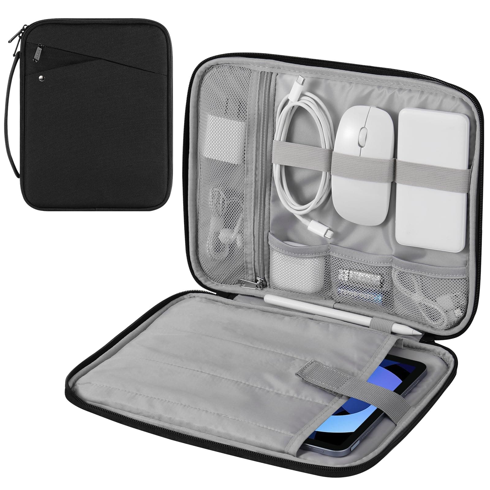 MoKo 9-11 Inch Tablet Sleeve Carrying Case with Handle, Padded Protective Travel Bag for New 11-inch iPad Air 4 2026/Pro M5/ A16, iPad 10th/Air 5/4th 10.9, i-Pad 9/8th 10.2,Tab S9/S8 11, Black