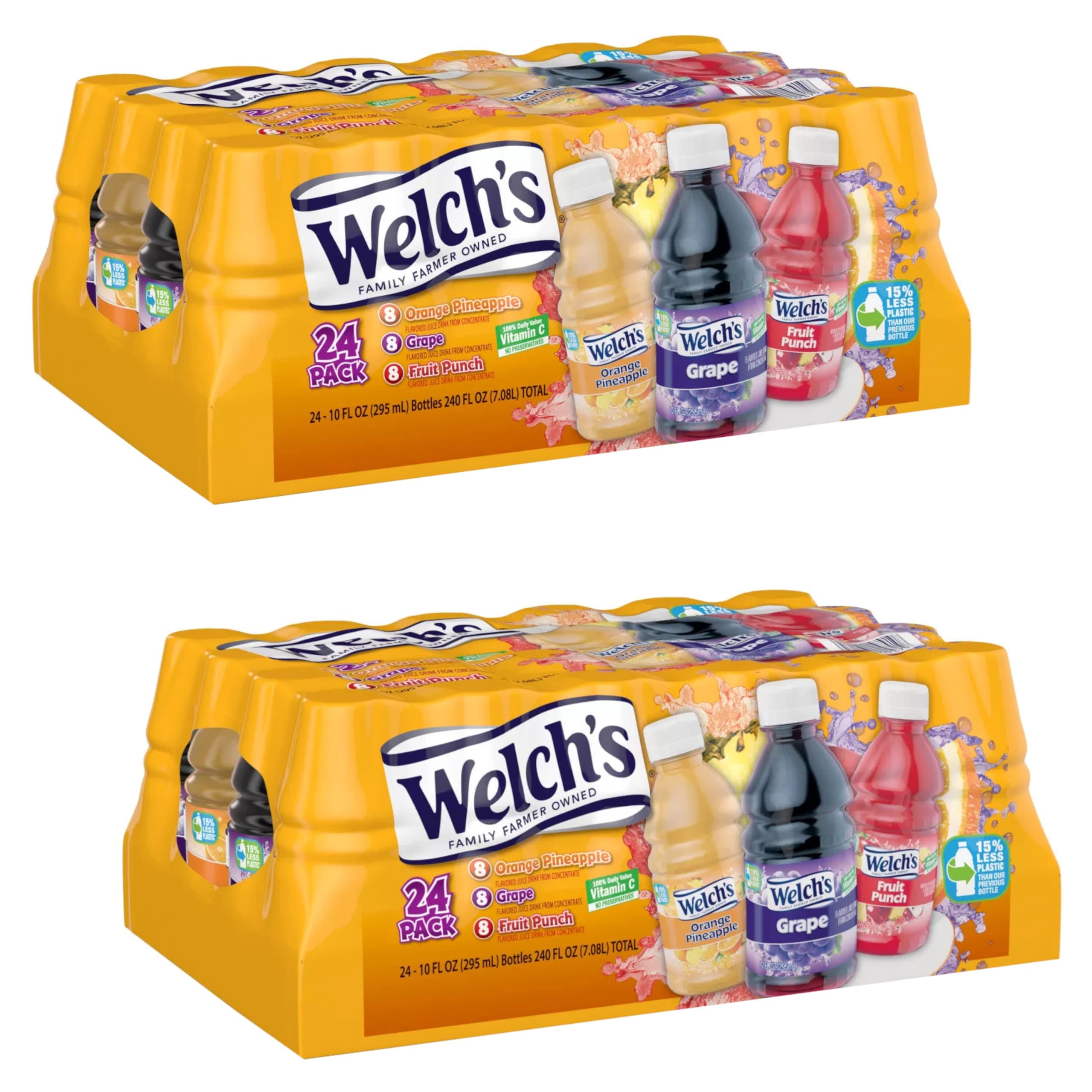 Welch's Variety Pack - Orange Pineapple, Grape and Fruit Punch - No Preservatives - Rich Source of Vitamin C - Ready Set Gourmet Donate a Meal Program - 2 Pack (10oz / 24pk Each)