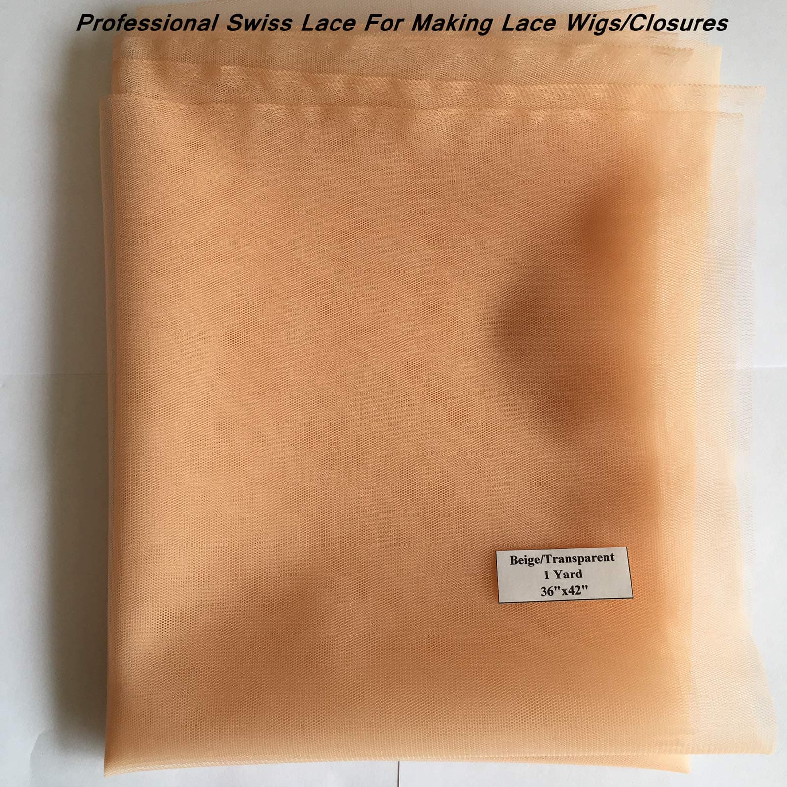 Cupidlovehair Fine Swiss Lace Net Mesh Only For Making Lace Wig, Lace Closure, Lace Wig Cap, Lace Frontal, Toupee Cap (Beige/Transparent)