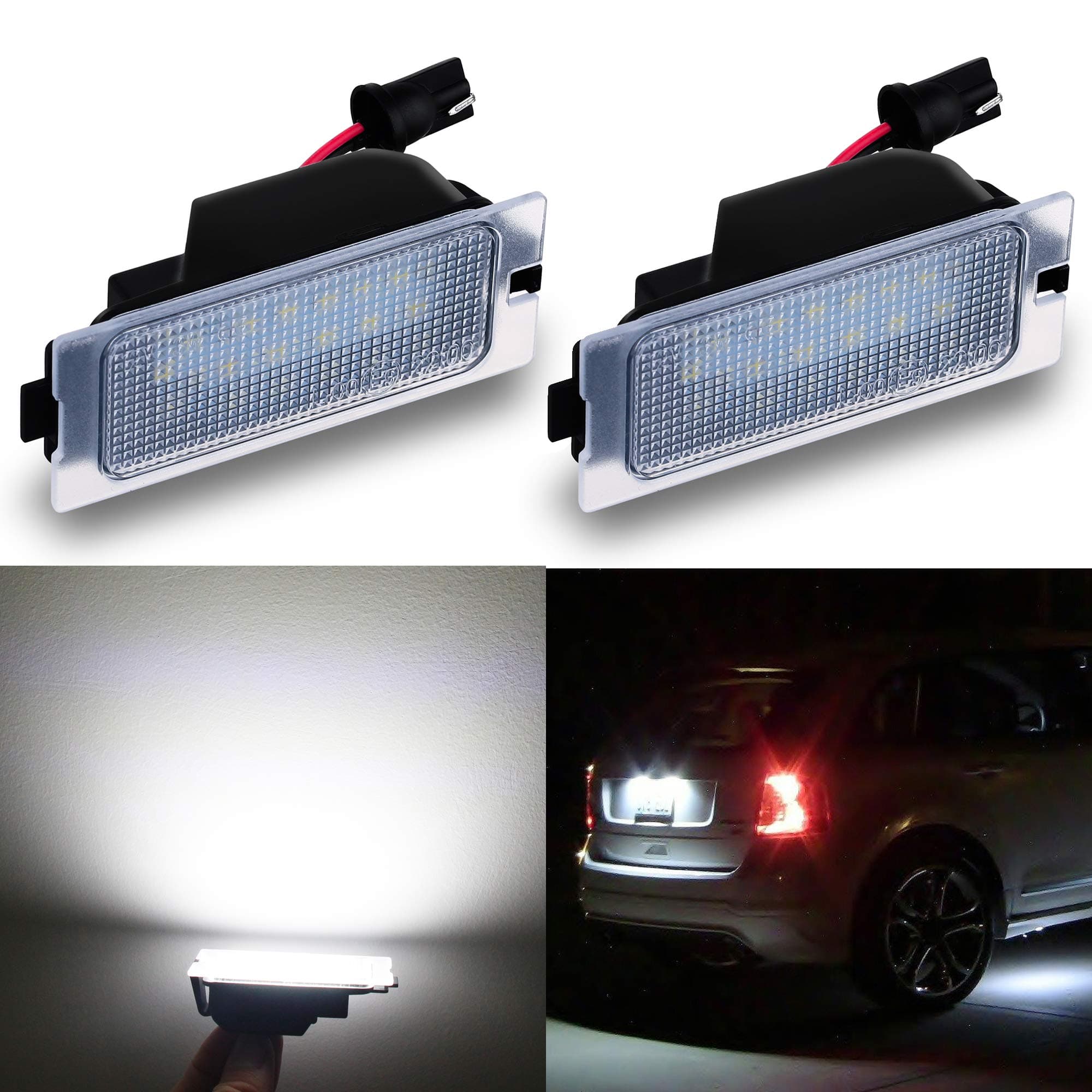 Alla Lighting CANBUS Super Bright LED License Plate Light Lamp Assembly Replacement for 2007-2014 Edge, 2008-2012 Escape, 2008-2011 Mercury Mariner, 6000K Xenon White