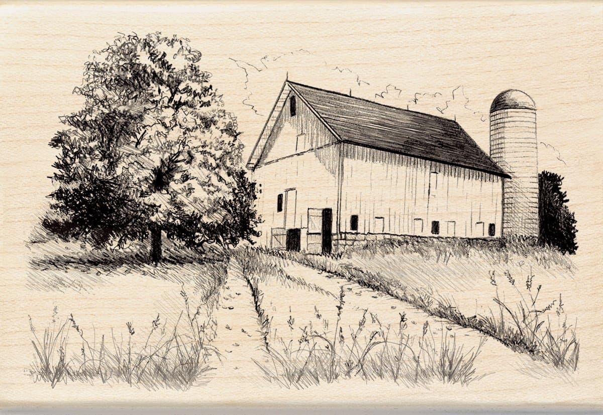 Inkadinkado Wood Stamp, Old Barn