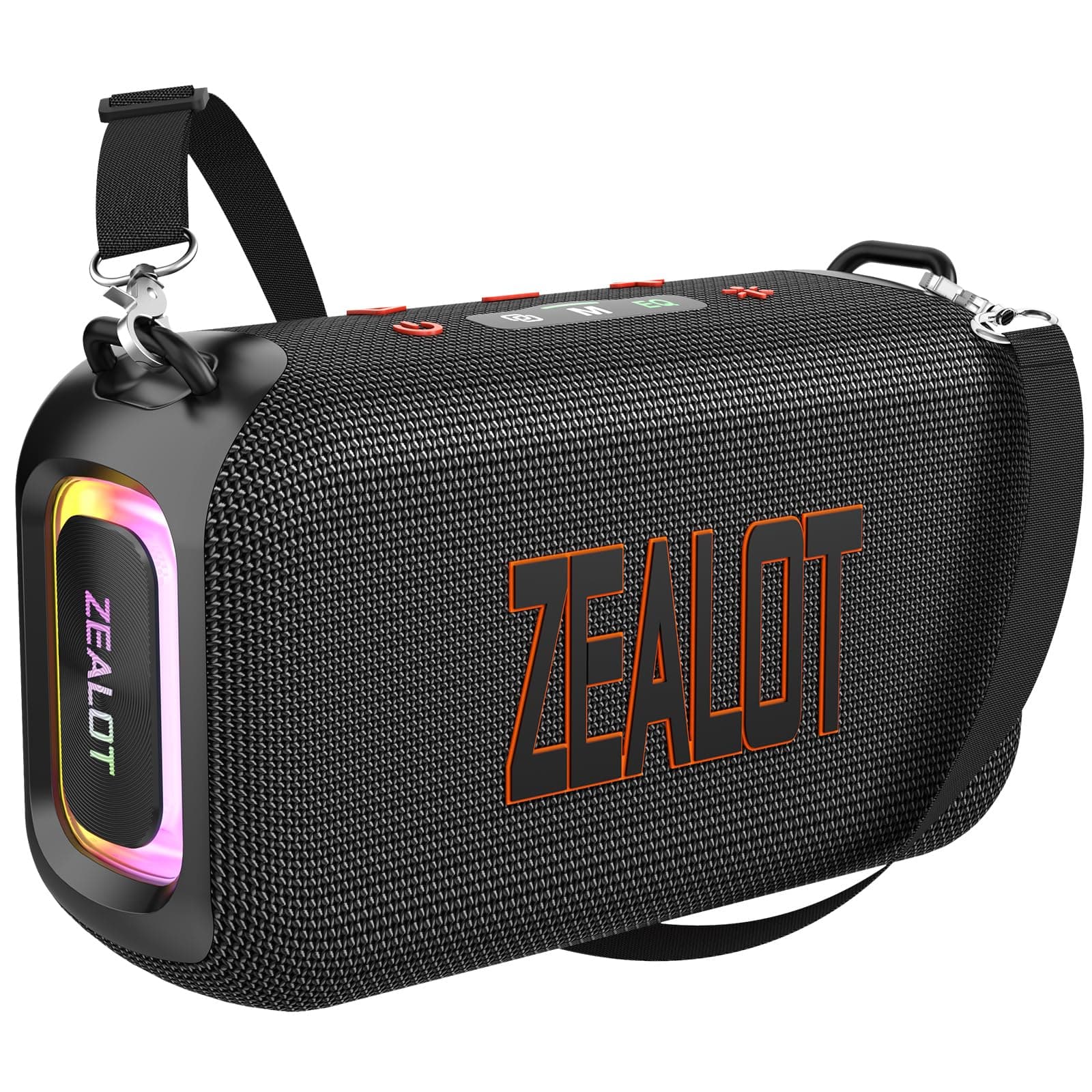 ZEALOT Bluetooth Speaker with LED Light, 50W Portable Speaker, Powerful Stereo Bass, Bluetooth 5.3, IPX6 Waterproof, Double Pairing, EQ, AUX Port, USB, TF Card, for Home/Pool/Beach/Party