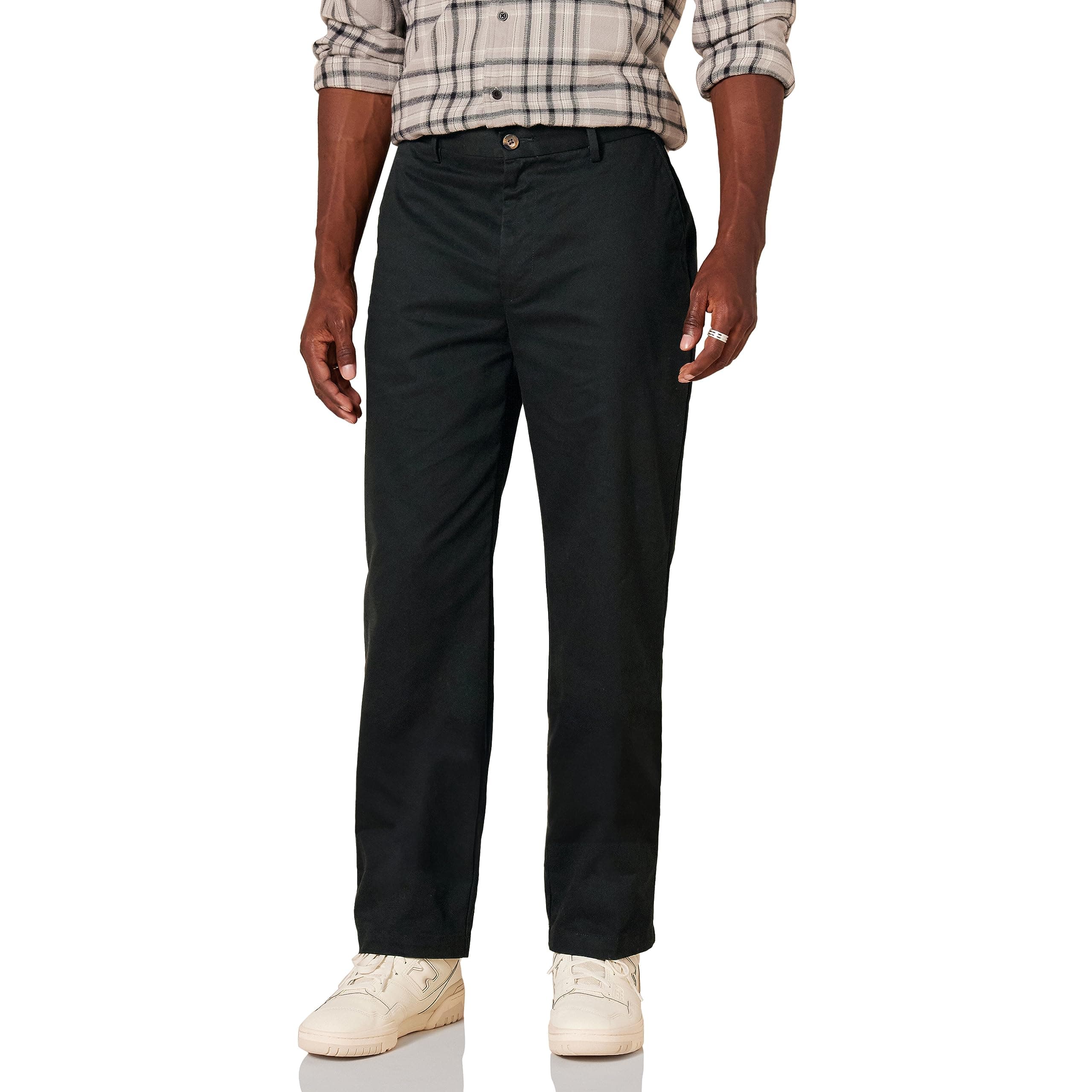 Men's Classic Fit Wrinkle-Resistant Flat-Front Casual Chino Trousers (Available in Big and Tall)