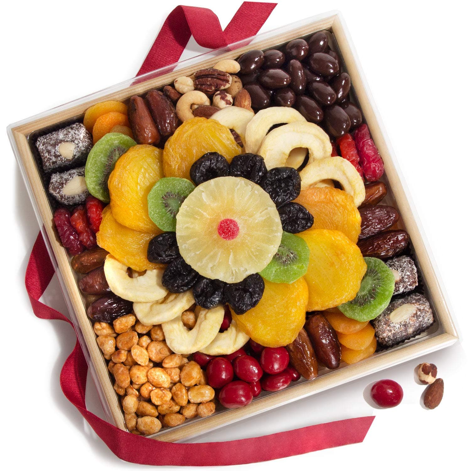 A Gift Inside Festive Holiday Dried Fruit, Nuts & Chocolates Gift Tray