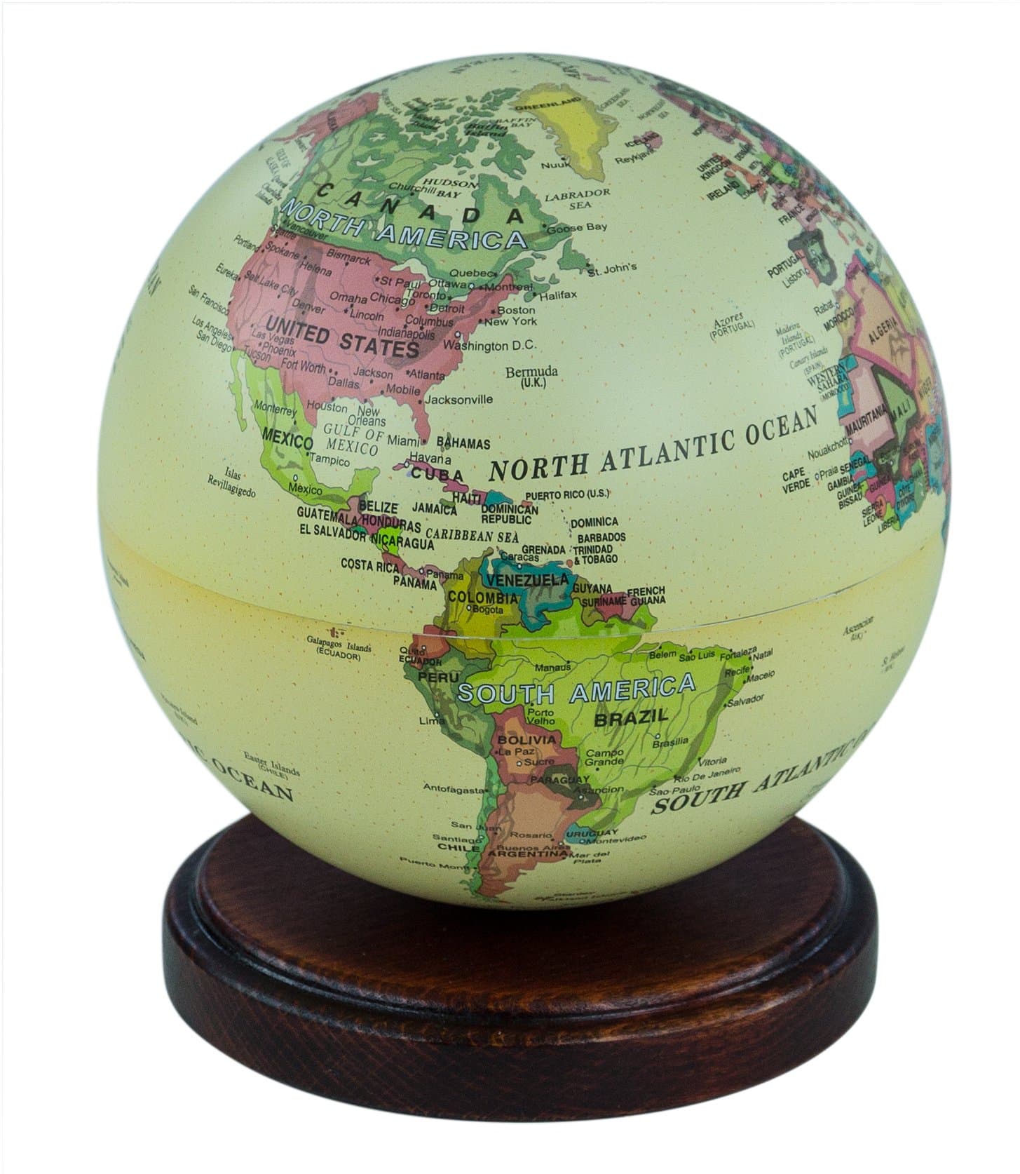 Red Carpet Studios 49092 Color-Changing Illuminating Rotating Globe with Wood Base, Natural