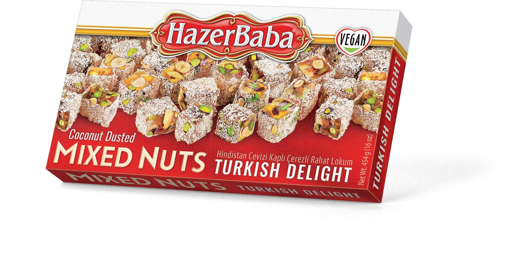 Hazer Baba Turkish Delight Mixed Nut with Coconut Dusted 454 g
