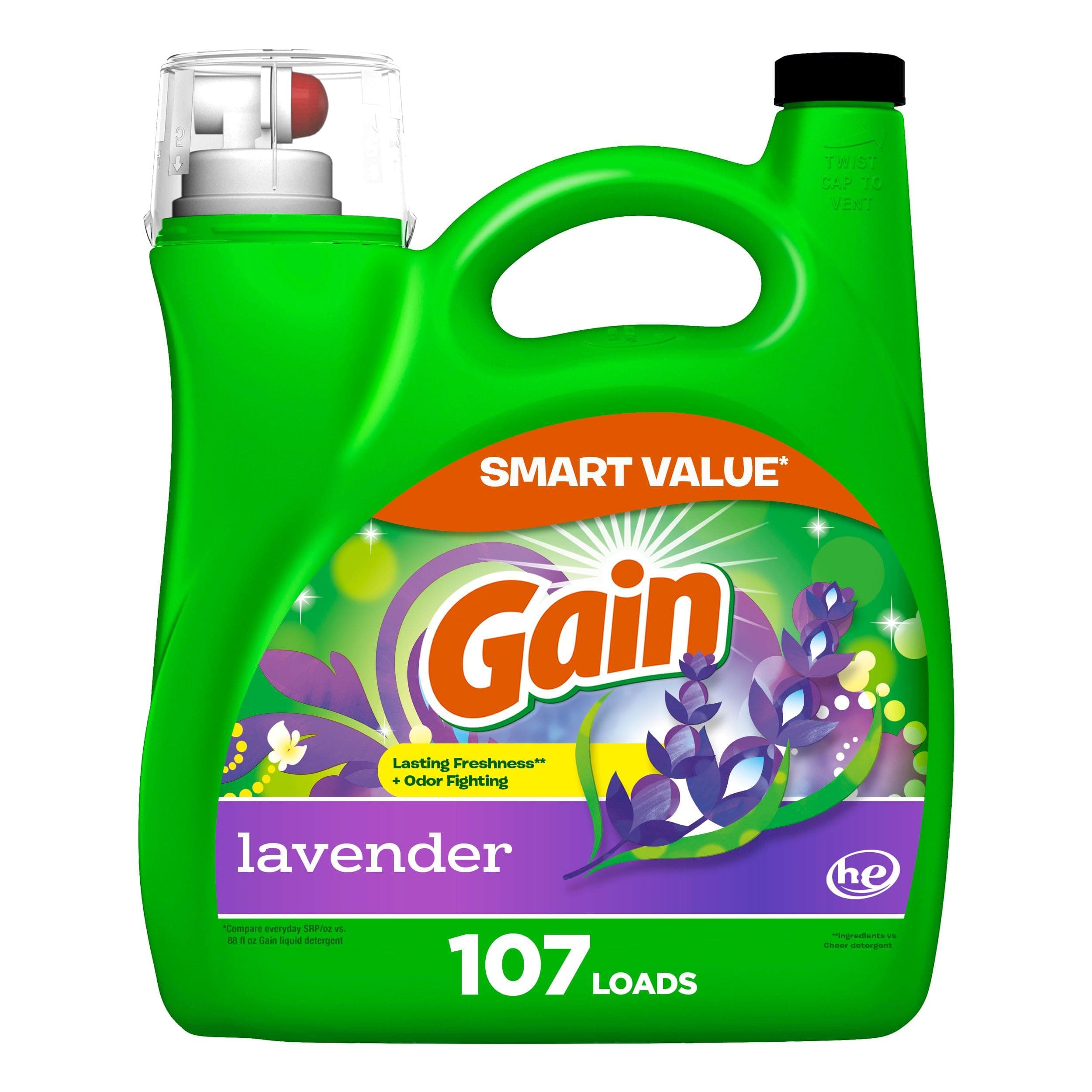 Liquid Laundry Detergent, Lavender Scent, 154 fl oz, 107 loads, HE compatible, Laundry Detergent Liquid Soap
