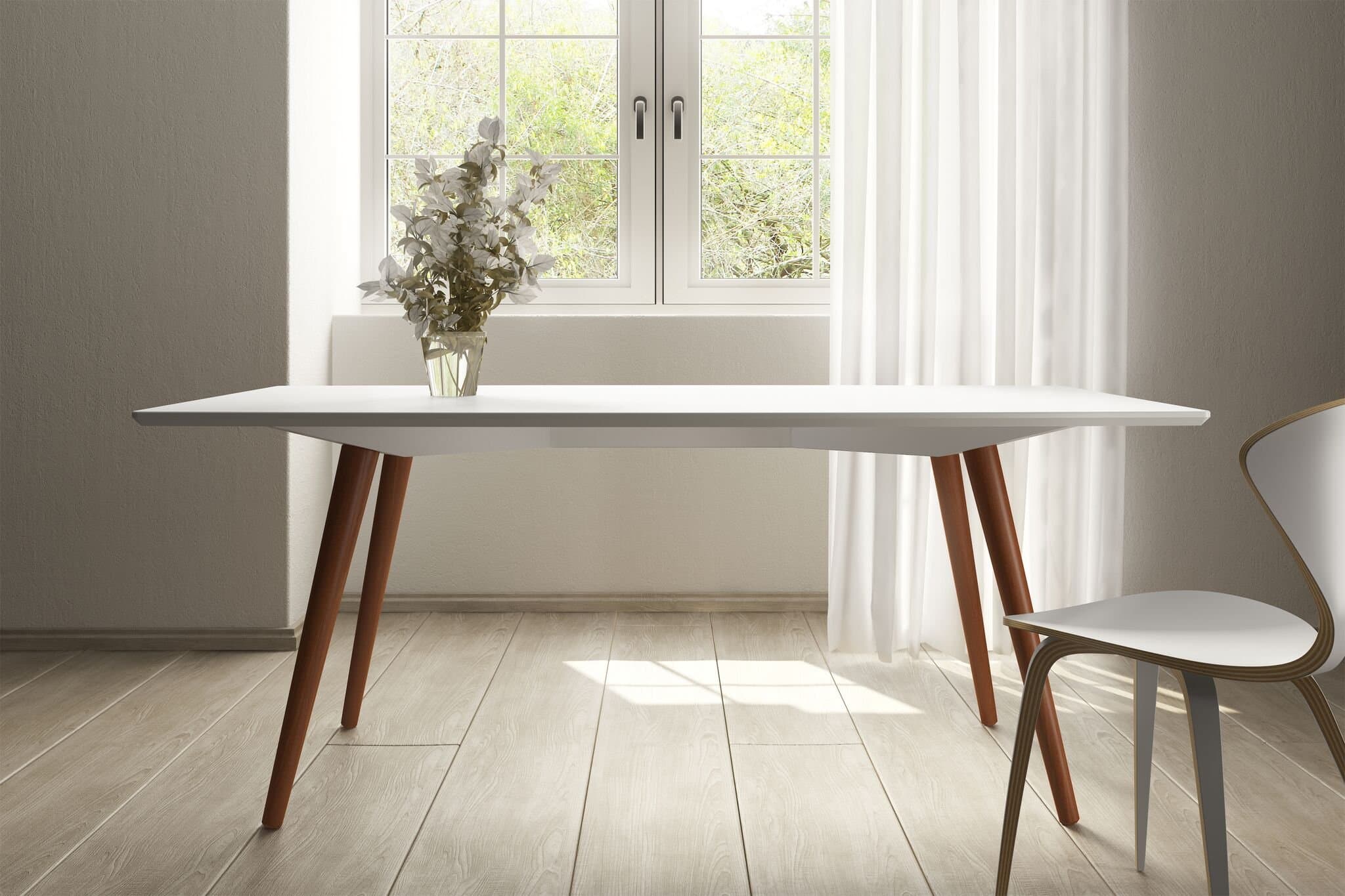 Ideaz International Lumina Dining Table, White Lacquer