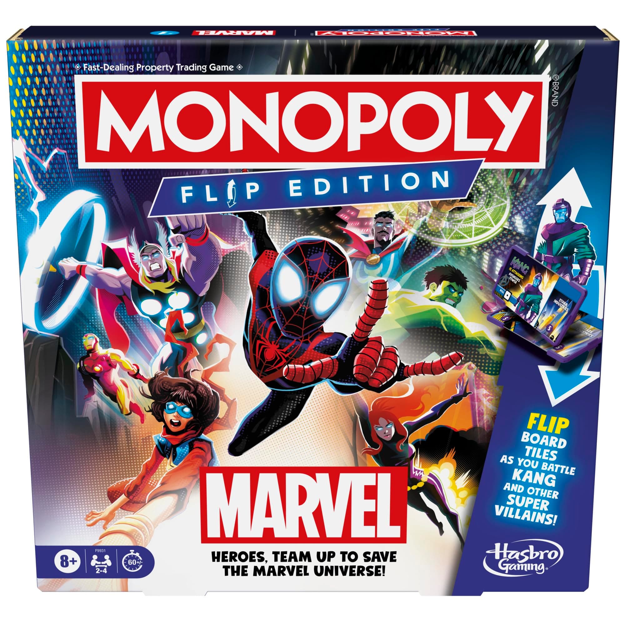 Monopoly Flip Edition: Marvel Board Game | Ages 8 and Up | 2 to 4 Players | Family Board Games for Kids, Teens, and Adults
