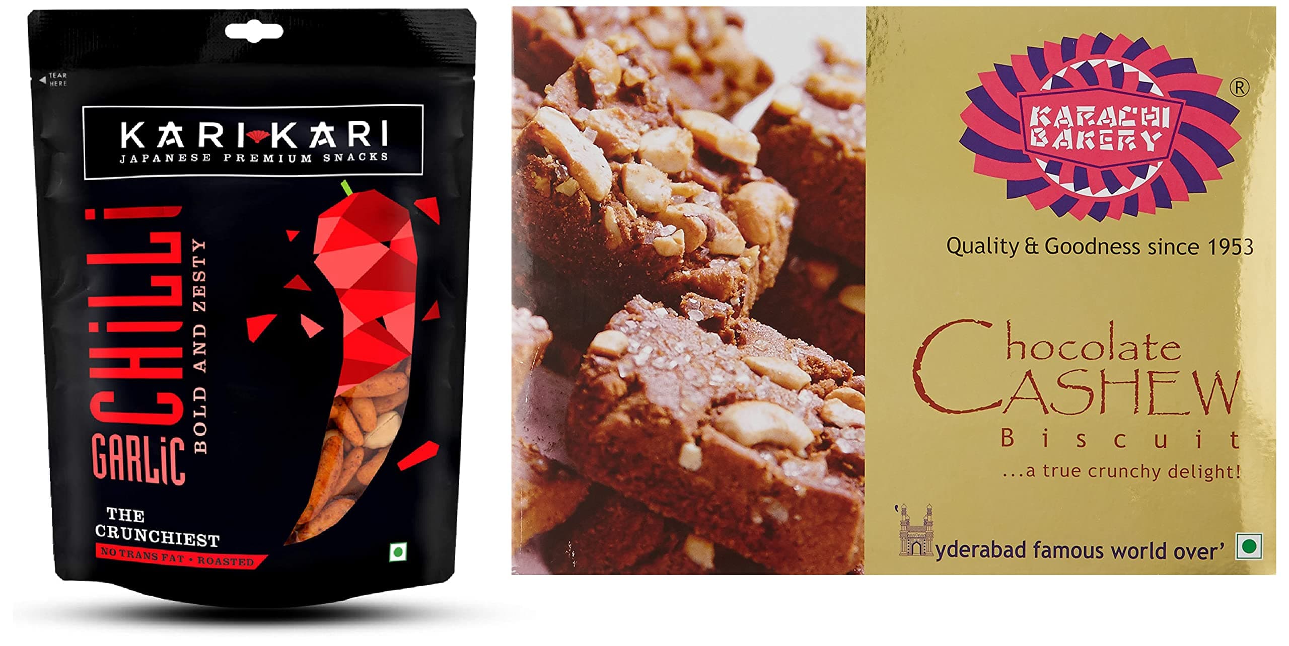 Karachi Fruit Biscuit-Premium, 400 Gram Pack & Karachi Bakery Chocolate Cashew Biscuits, 400 Gram