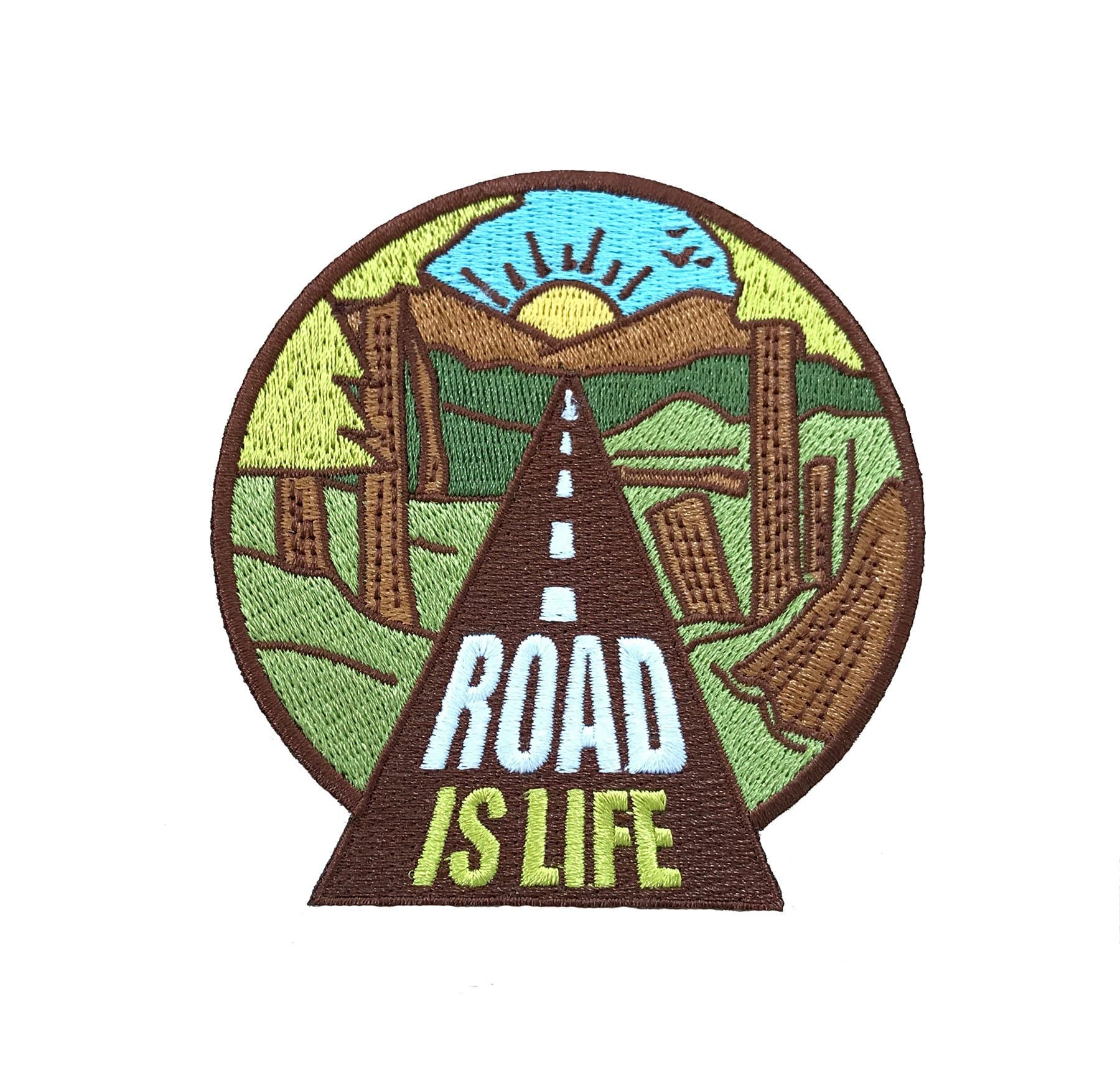 Vinpatch Road is Life Embroidered Sew On/Iron on Patch - Personalized Travel Patches Designed for Shirts Jackets Jeans and Backpacks - Patch Size 3.3''x3.5''