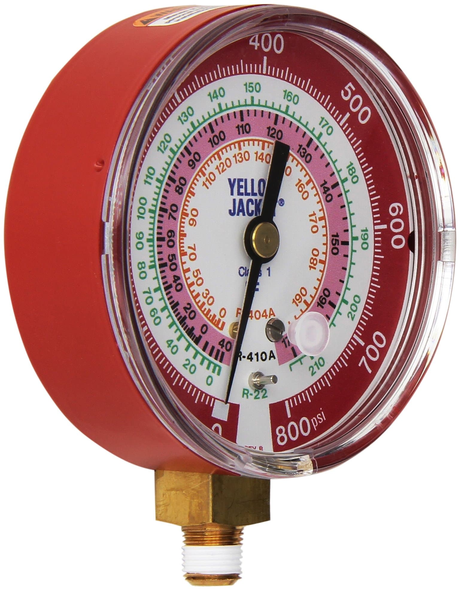 Yellow Jacket Ritchie 49137 3-1/8" Red Pressure, 0-800 psi, R-22/404A/410A Gauge Degrees F