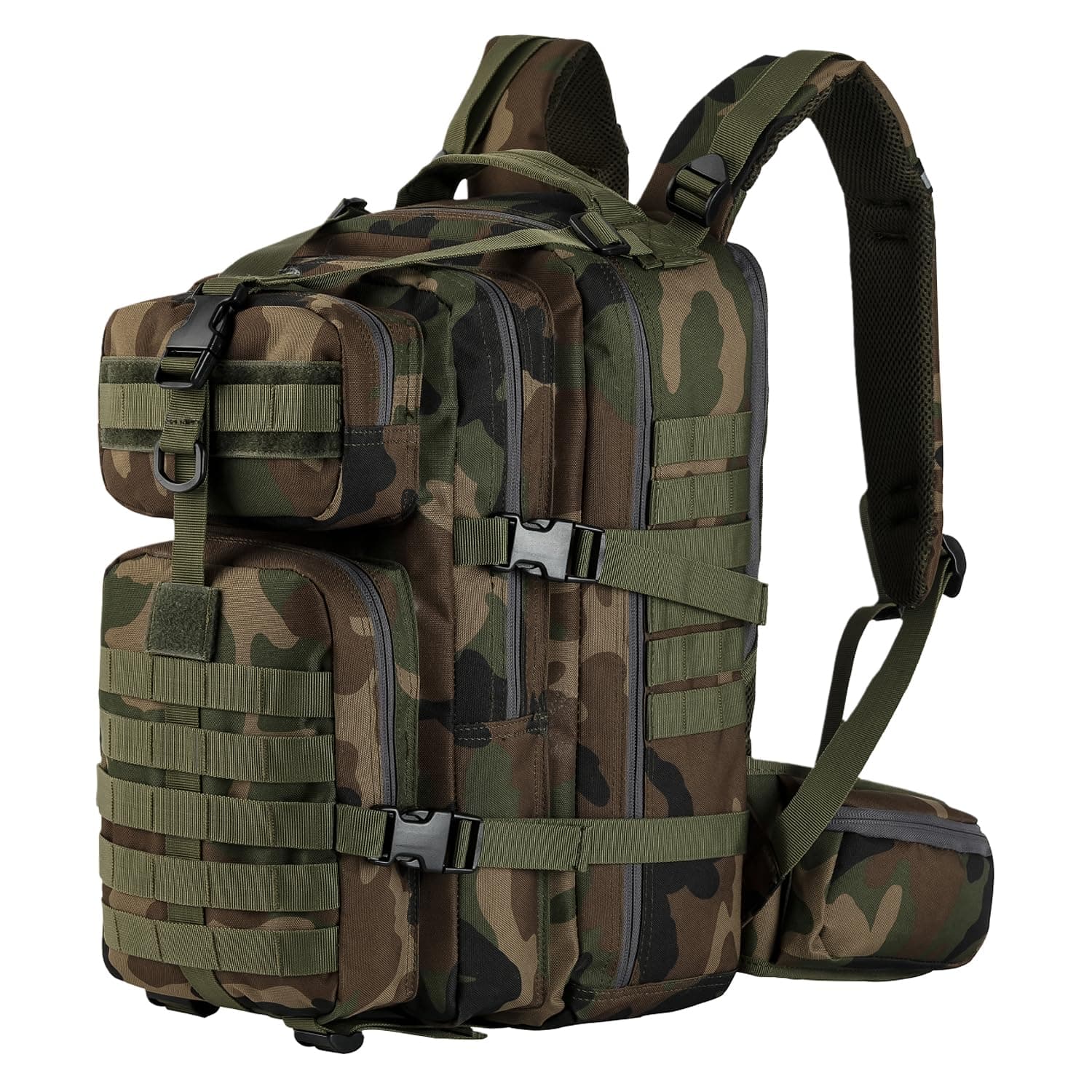 MIRACOLTactical Emergency Survival Backpack- 35L Go Bag Survival Backpack with MOLLE System - Heavy Duty Military Gear for Wildfire Disaster Preparedness Camouflage Green