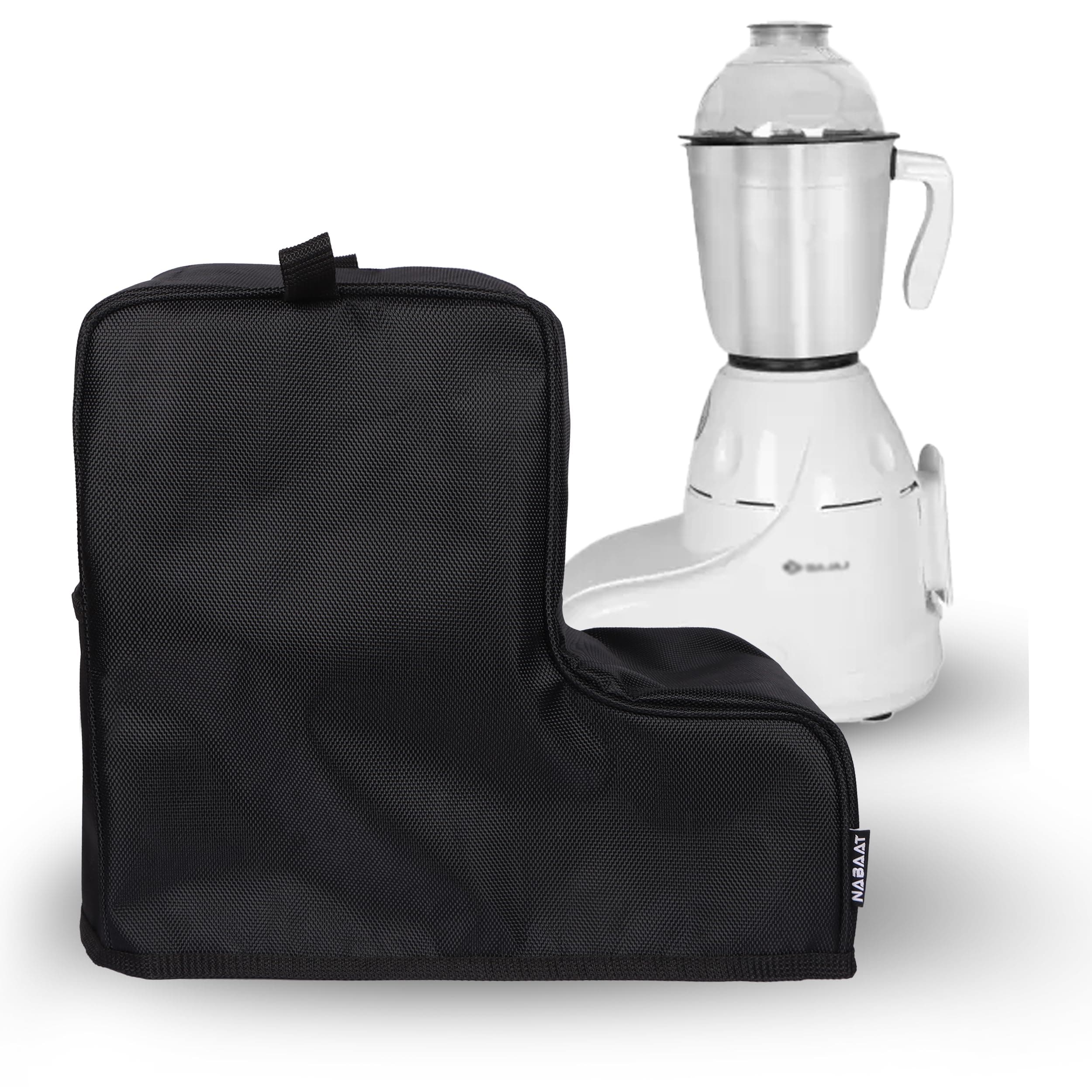 Nabaat Pvc Polyester Waterproof Dust Cover For 'L' Type Mixer Grinders For Kitchen Table Top Standard Size With Pocket,Black(13"X 8"X 12")