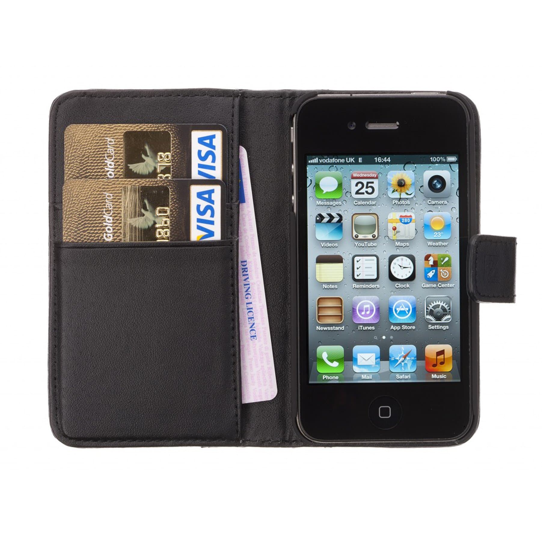 Chelsea Indulgent Real Leather Compact Wallet Case for iPhone 4 4S with Card Holder in Black