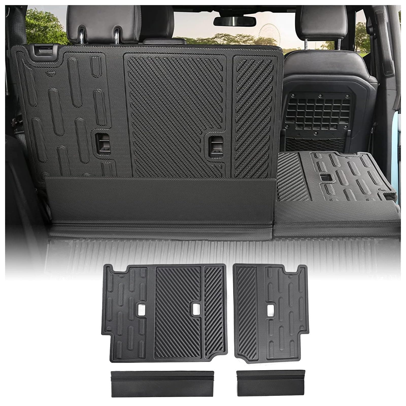 Mabett Rear Seat Back Cover Backrest Protector For Ford Bronco Accessories 2025 2021-2024 With Dog Liner Fit 4-Door 4 Pieces-With Folding Lip (Not 2-Door Or Sport)