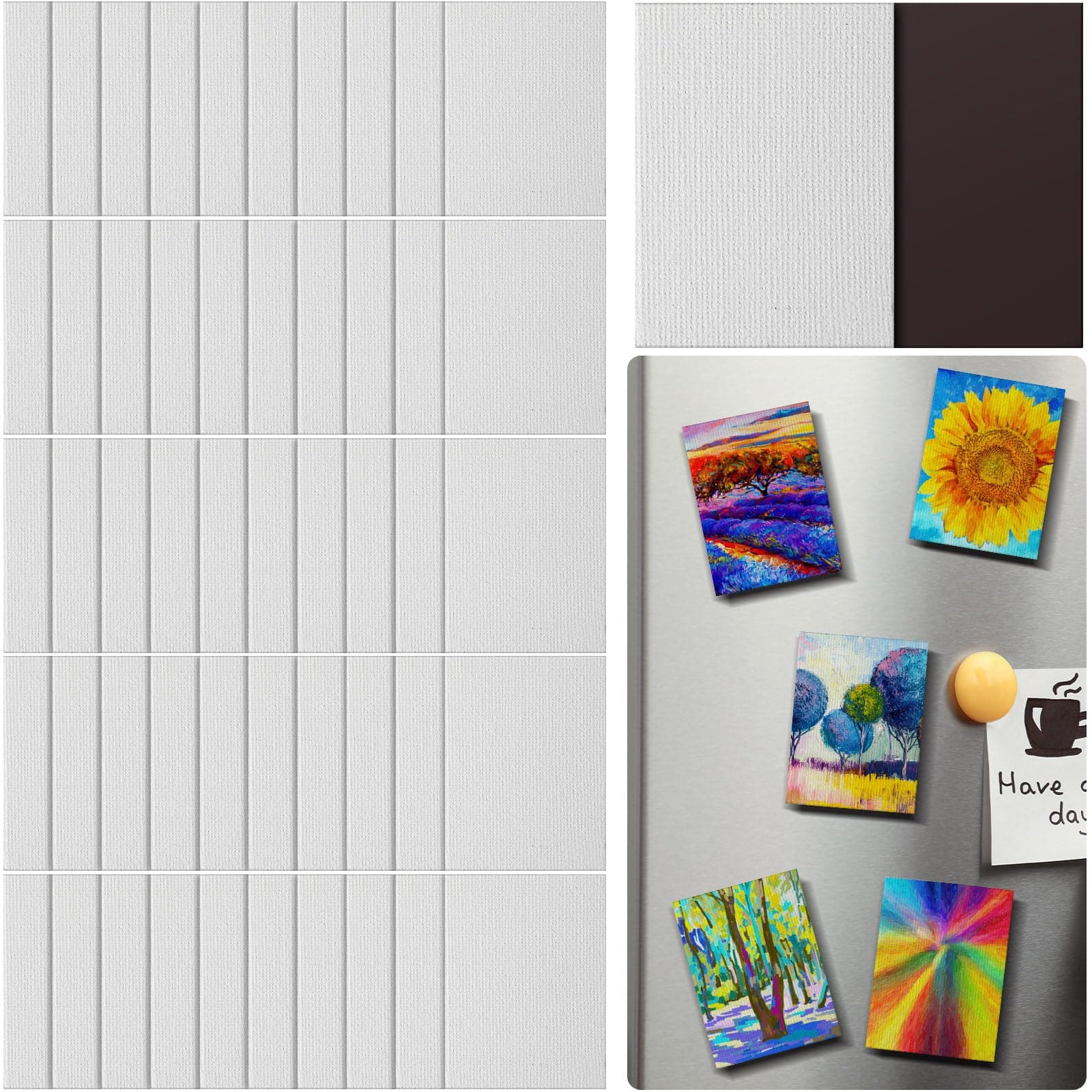 Engrowtic 50 Pcs Magnetic Painting Canvas Panel Mini Canvas Boards for Painting Mini Tile Art for Fridge Locker Art Crafts DIY(2 1/5 x 3 in,Rectangle)